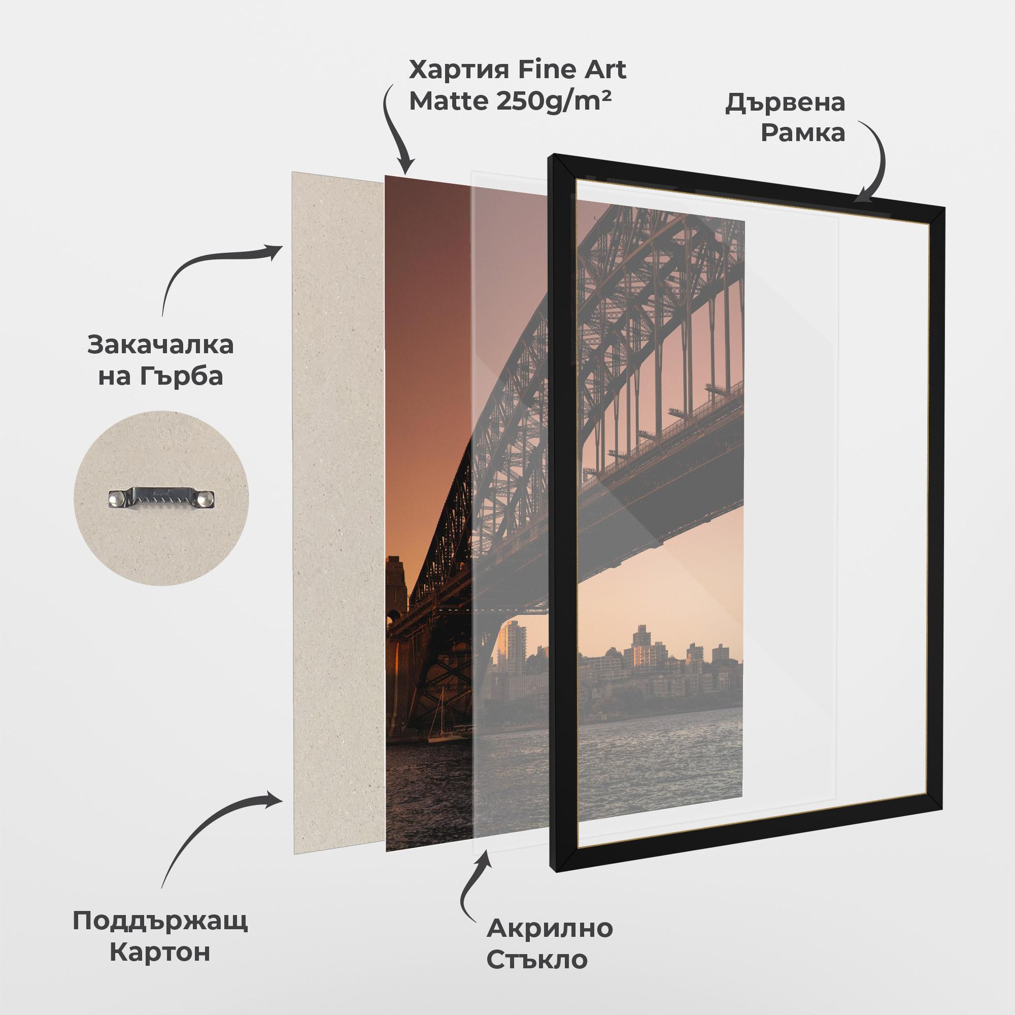 Рамкиран постер Sunset Harbour Bridge mockup 1