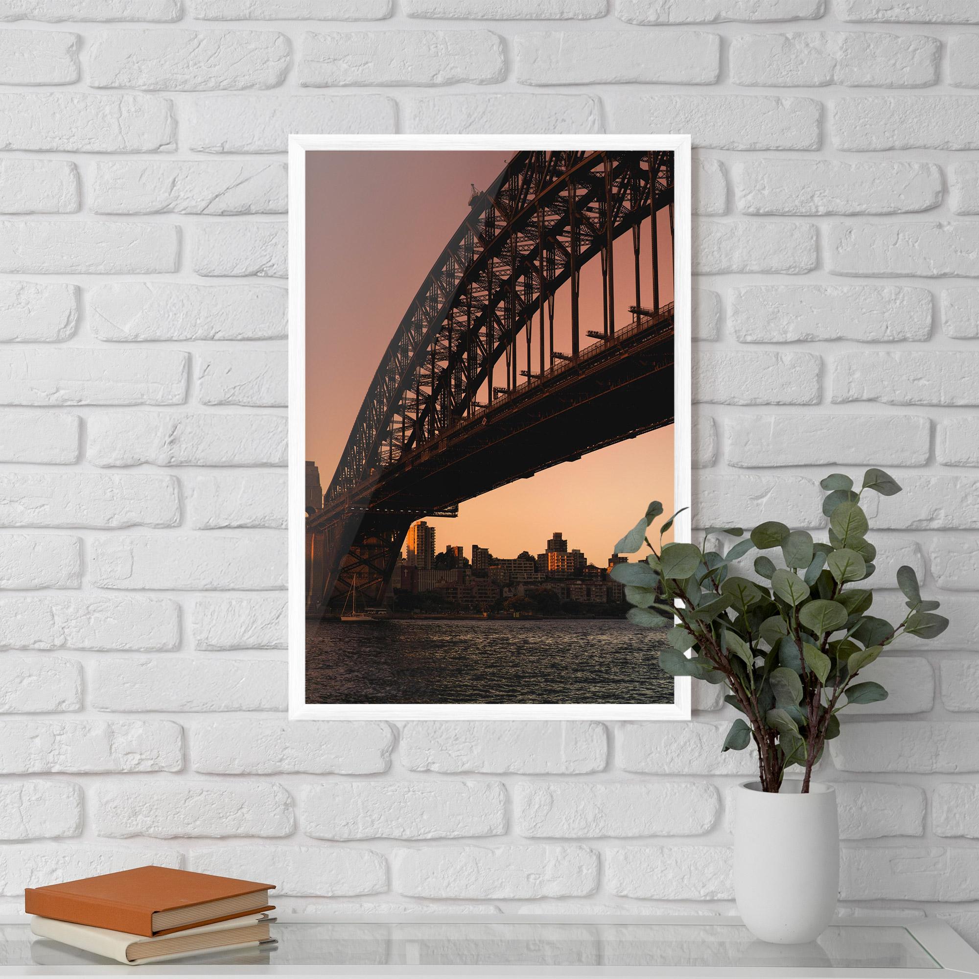 Рамкиран постер Sunset Harbour Bridge mockup 5