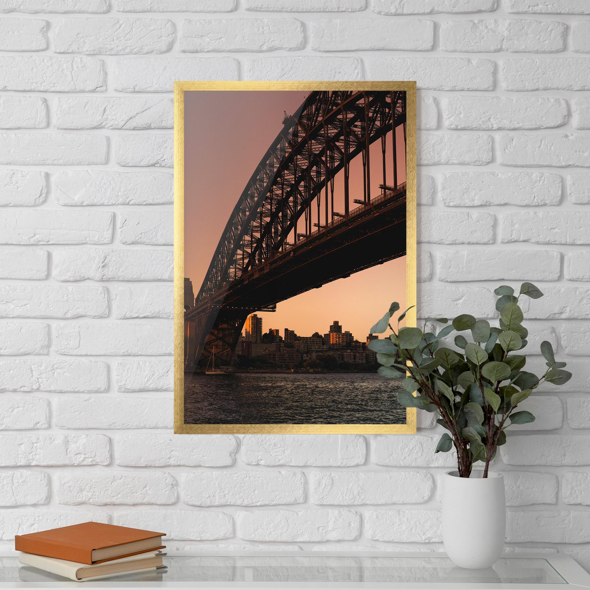 Рамкиран постер Sunset Harbour Bridge mockup 5