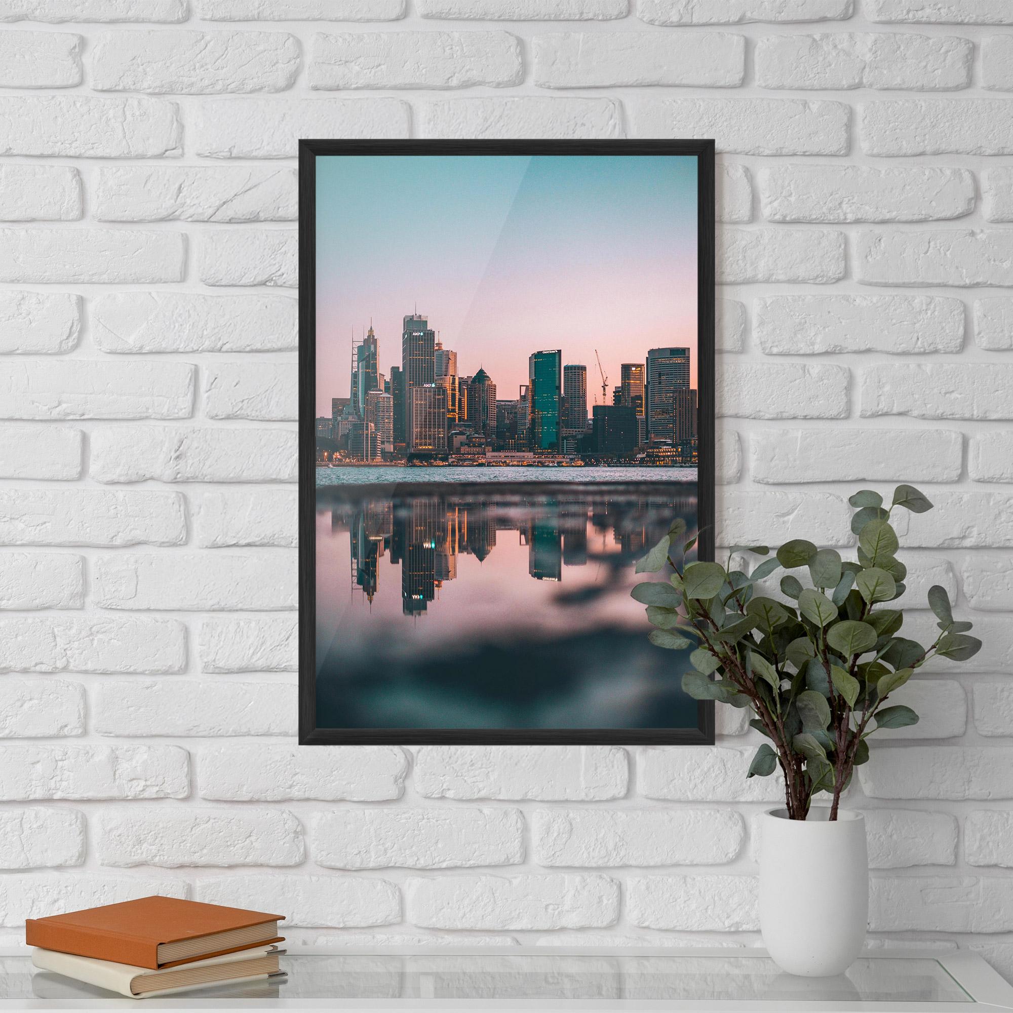 Рамкиран постер Reflection Skyline mockup 5