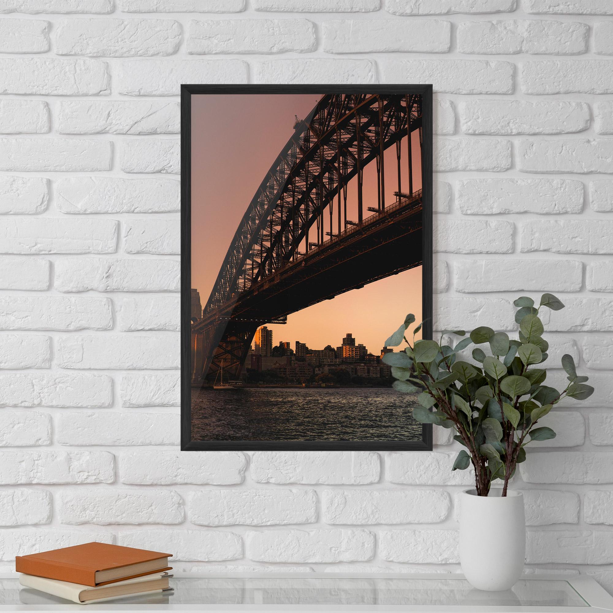 Рамкиран постер Sunset Harbour Bridge mockup 5