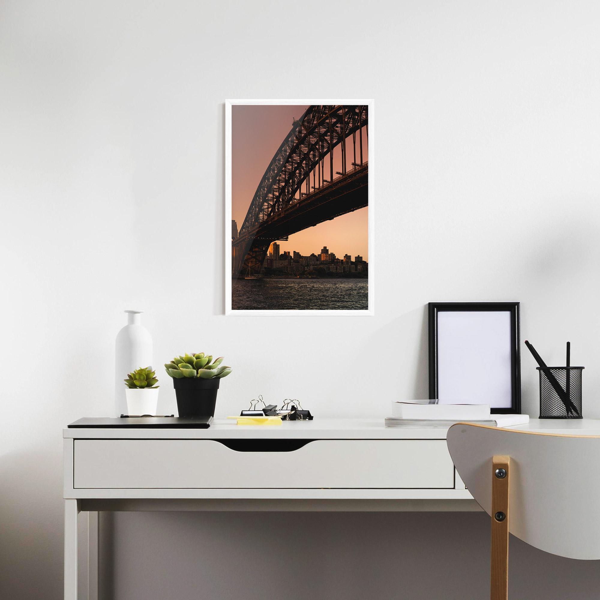 Рамкиран постер Sunset Harbour Bridge mockup 7