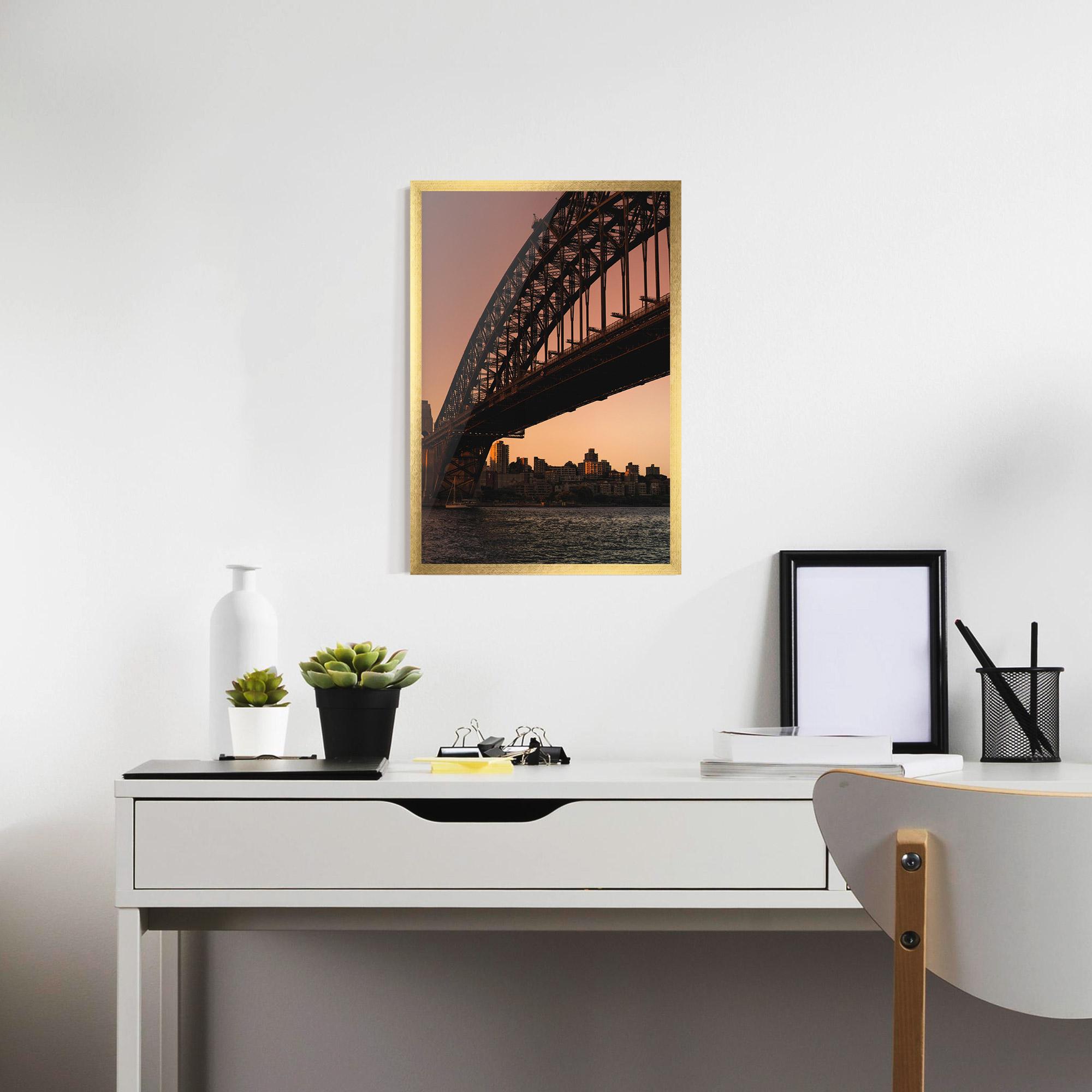 Рамкиран постер Sunset Harbour Bridge mockup 7