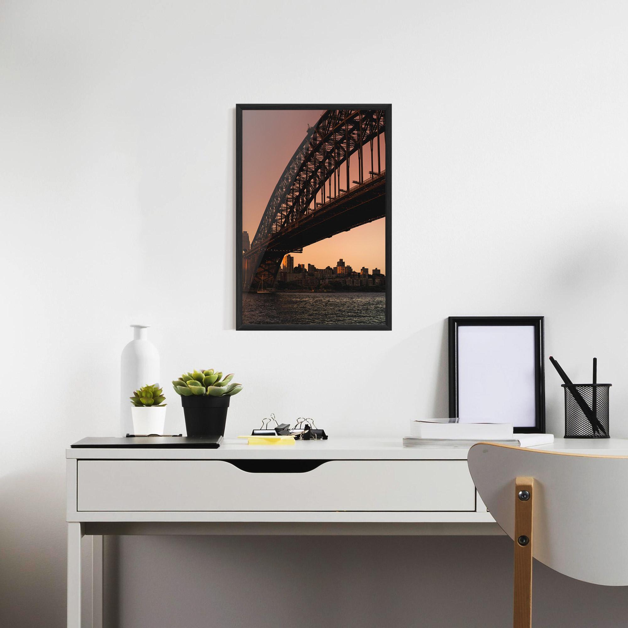 Рамкиран постер Sunset Harbour Bridge mockup 7