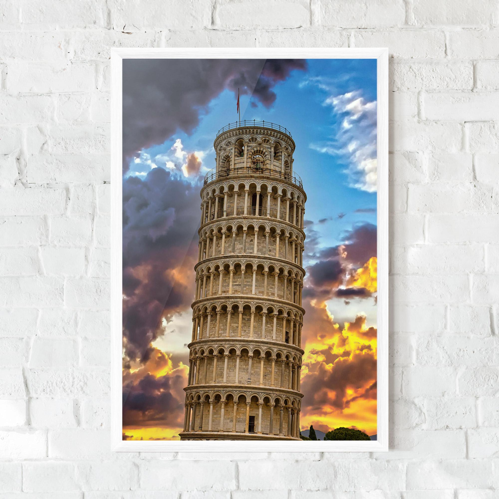 Рамкиран постер Tower Of Pisa Sunset mockup 0