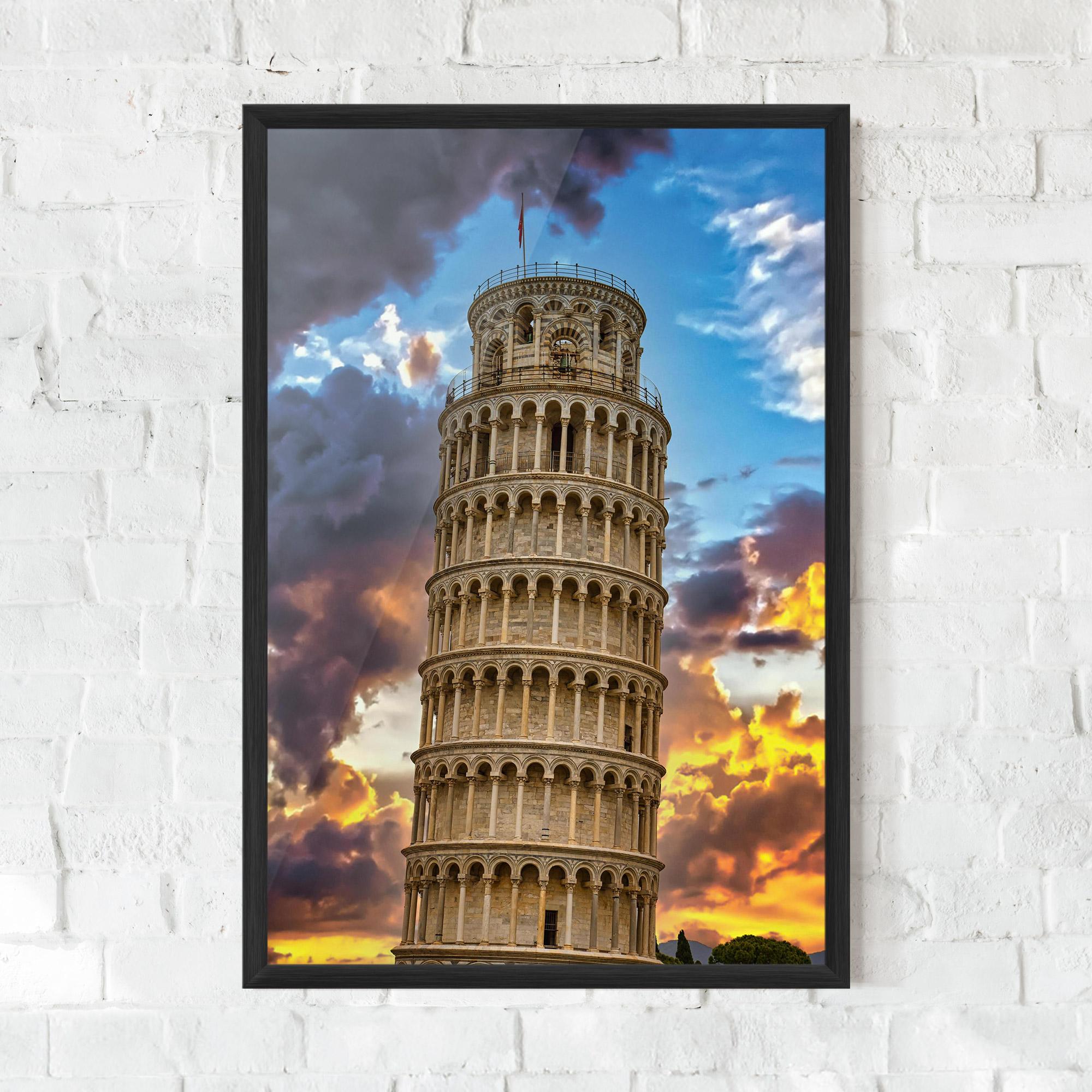 Рамкиран постер Tower Of Pisa Sunset mockup 0