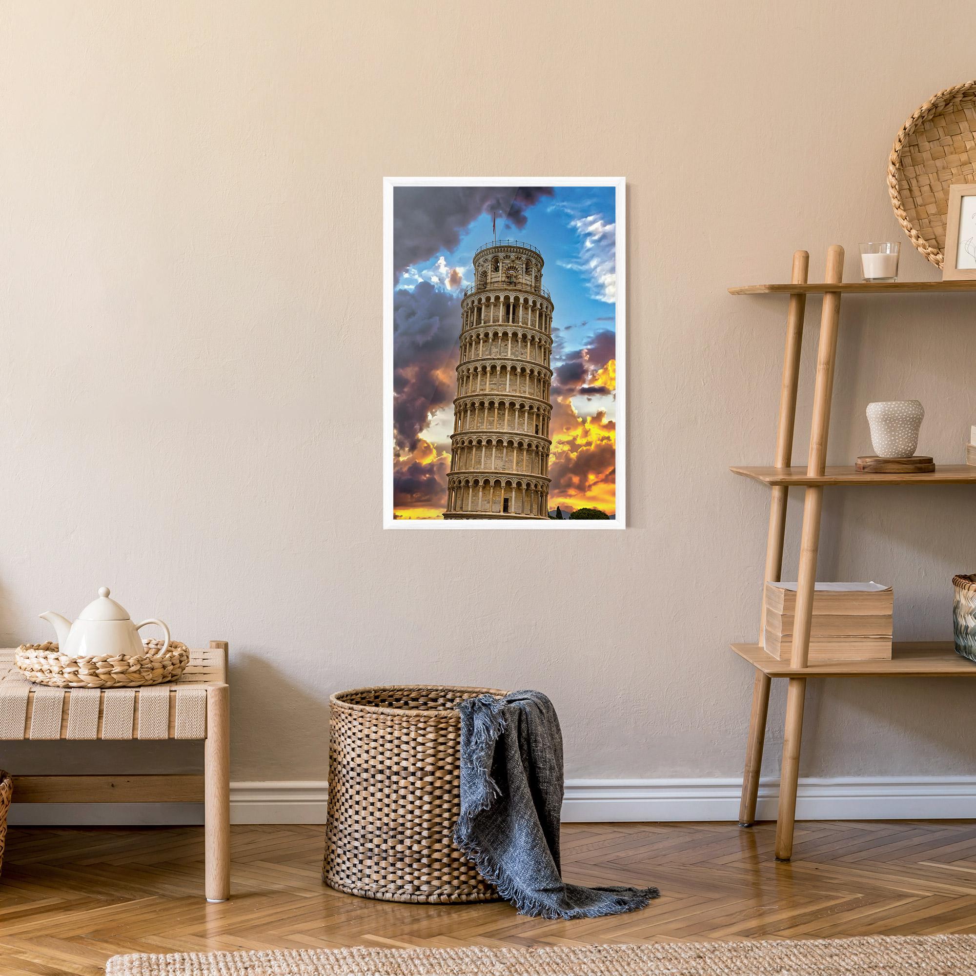 Рамкиран постер Tower Of Pisa Sunset mockup 9