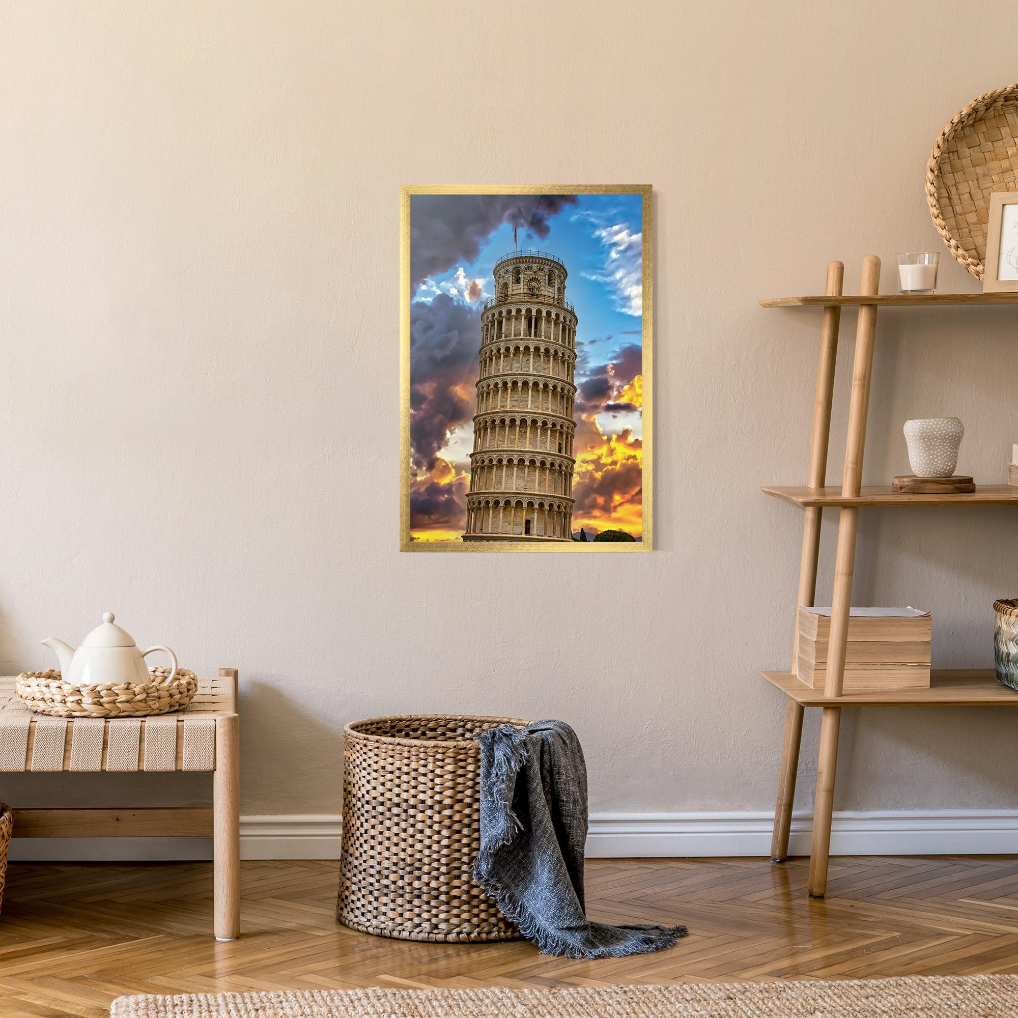 Рамкиран постер Tower Of Pisa Sunset mockup 9