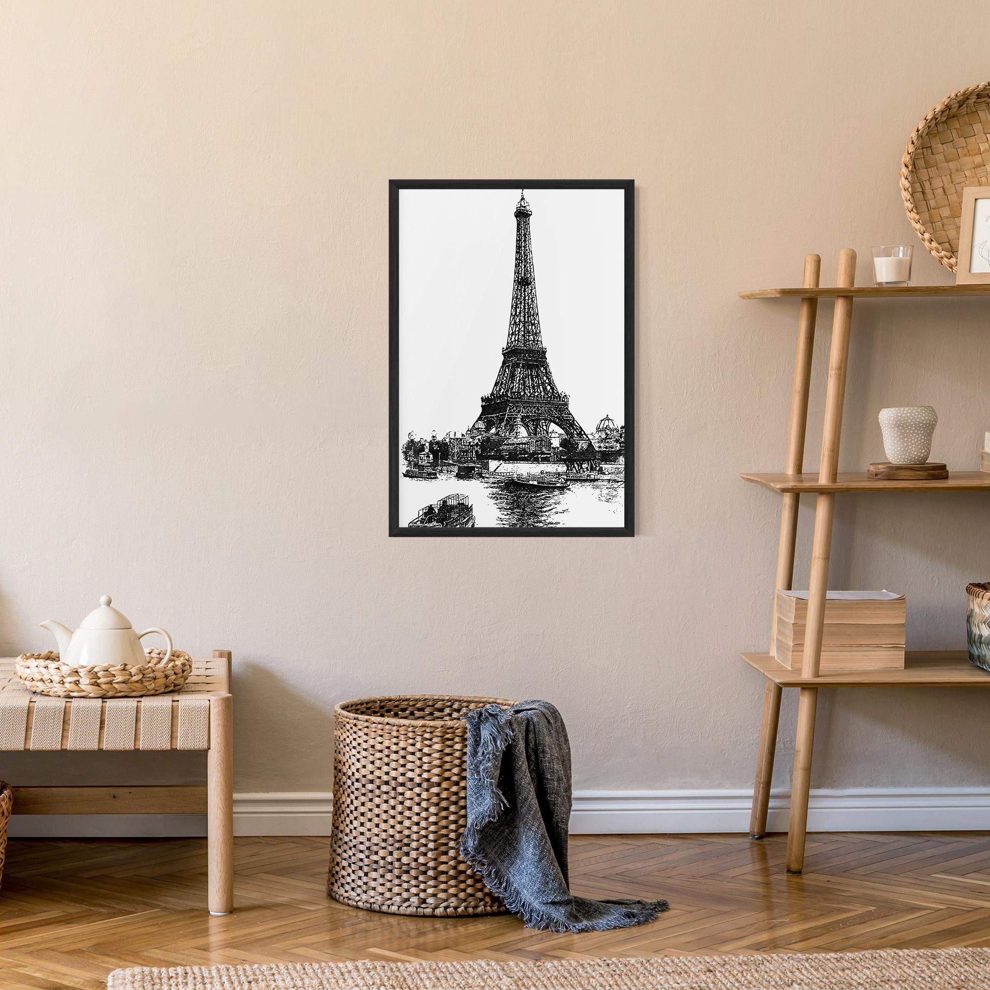 Рамкиран постер Eiffel Tower Drawing mockup 9