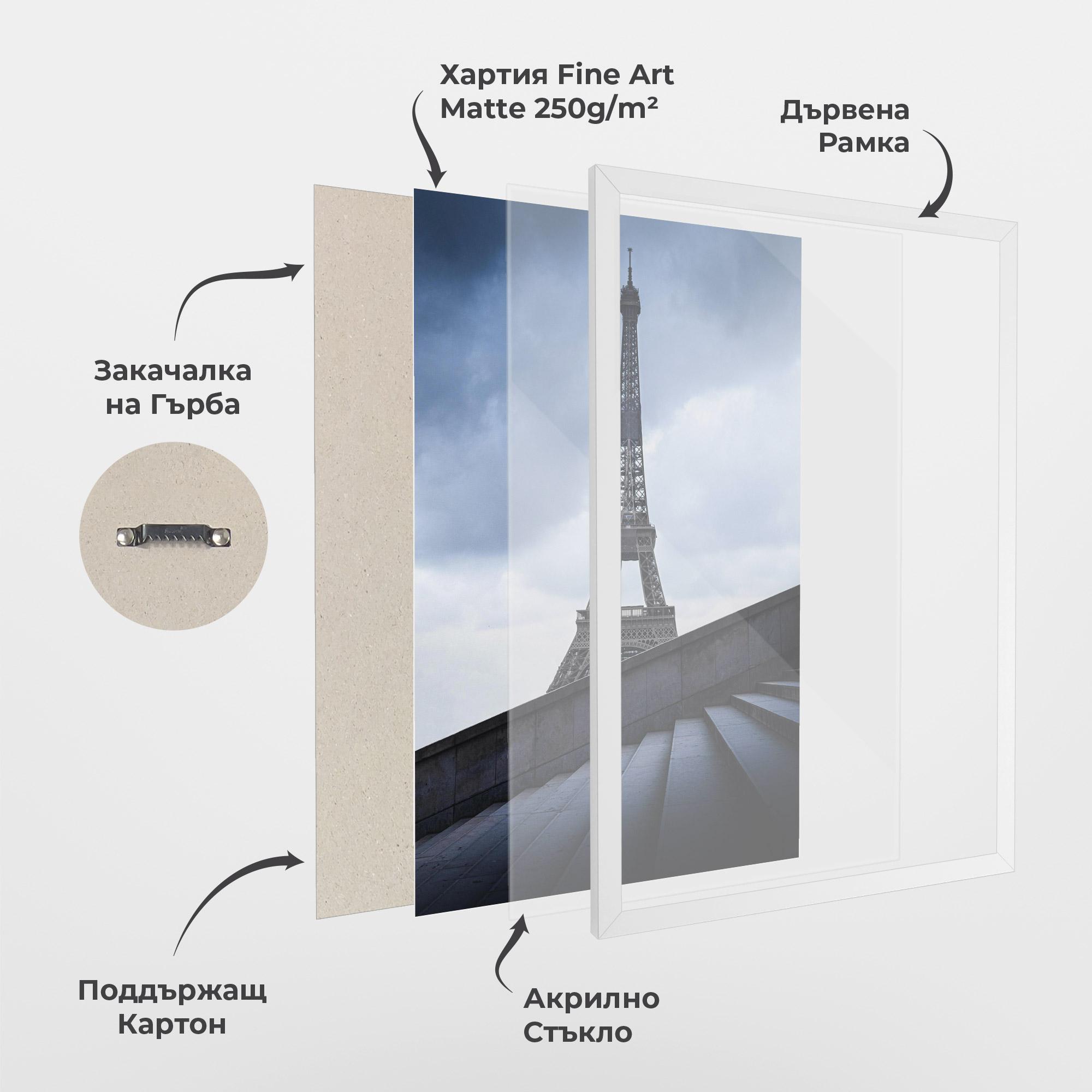 Рамкиран постер Eiffel Tower Stairs mockup 1