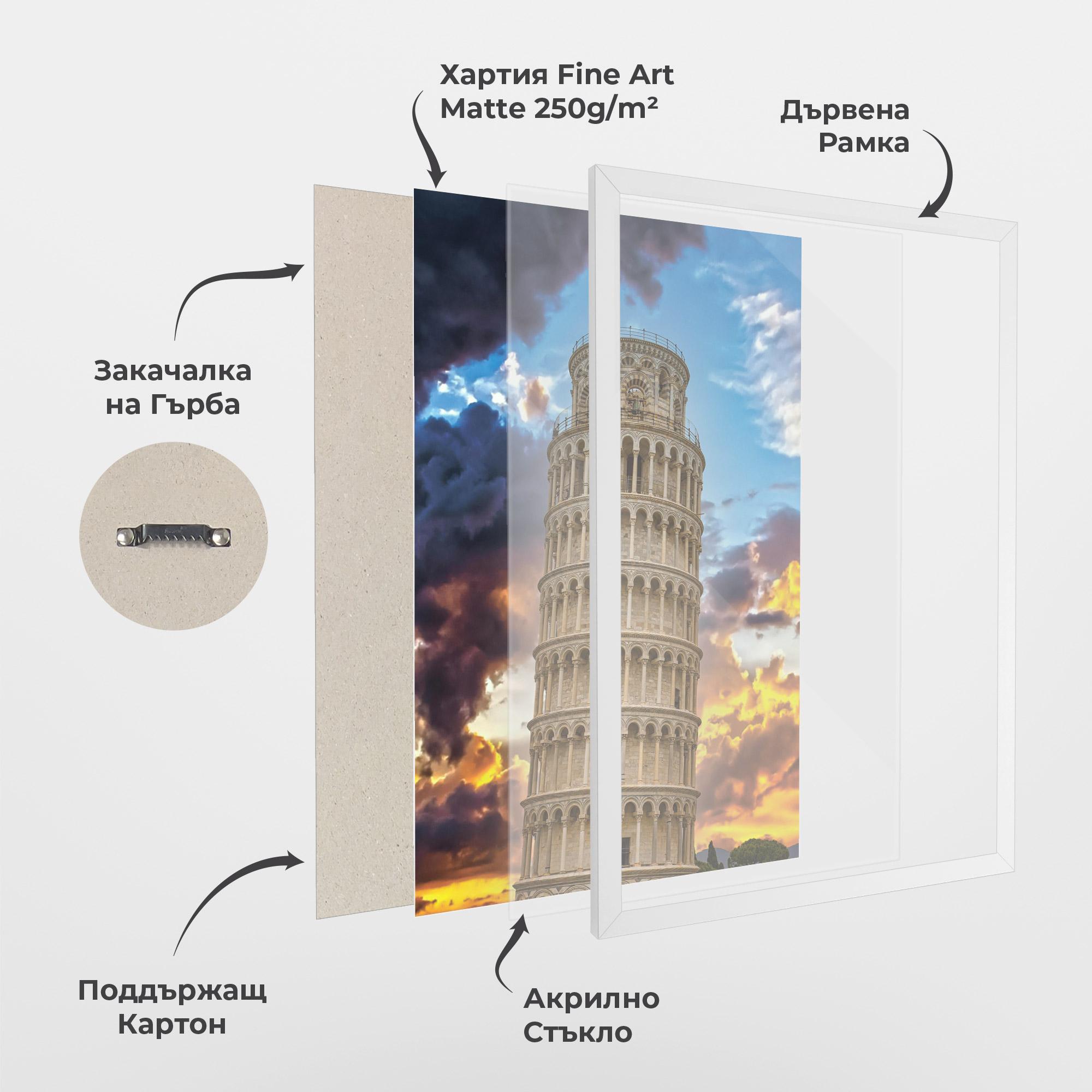 Рамкиран постер Tower Of Pisa Sunset mockup 1