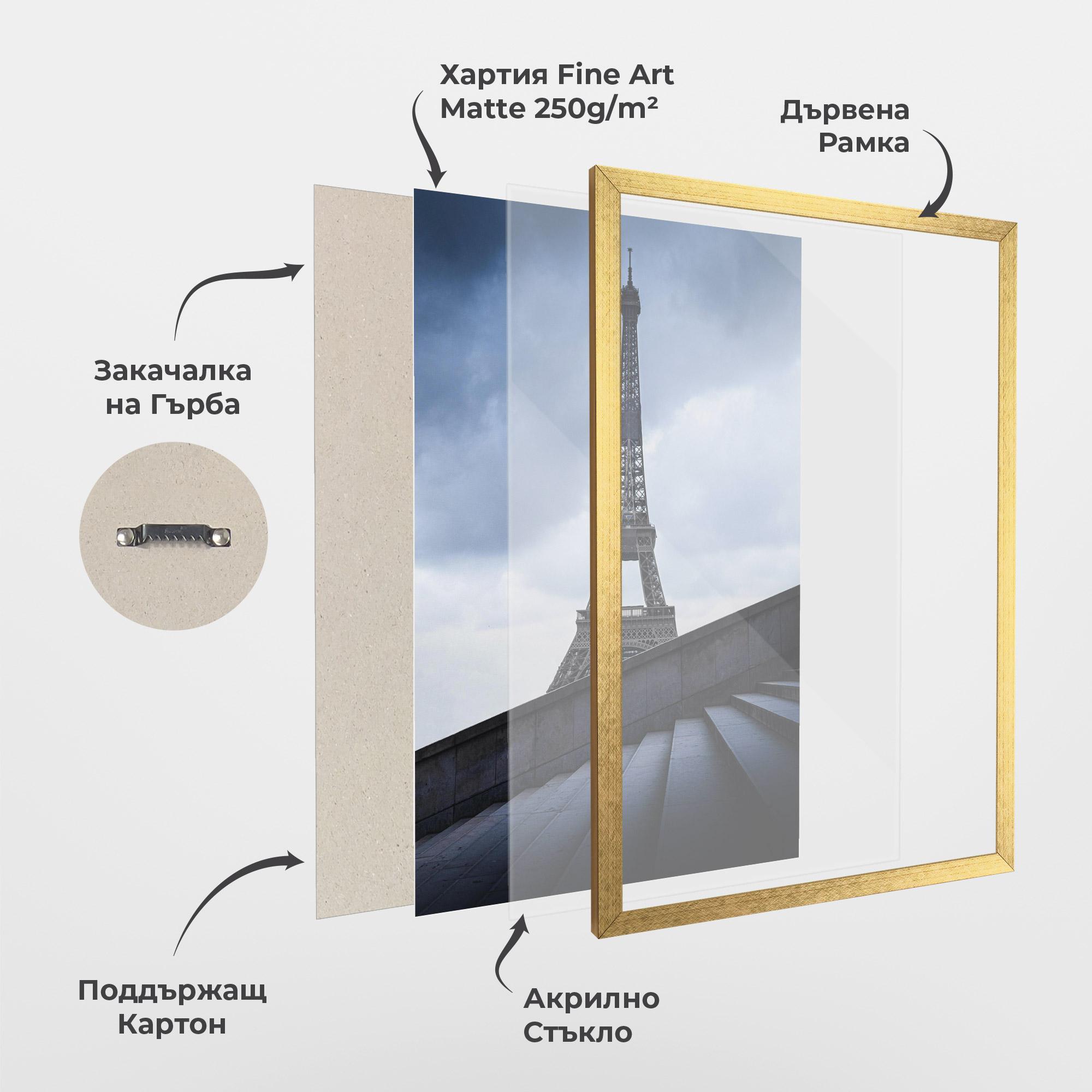 Рамкиран постер Eiffel Tower Stairs mockup 1