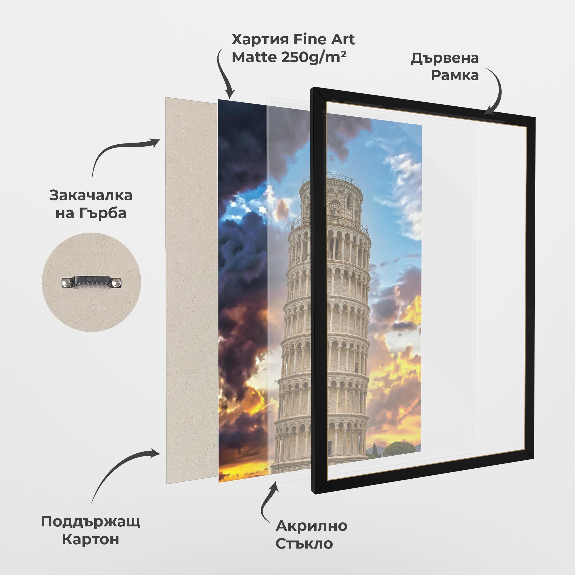 Рамкиран постер Tower Of Pisa Sunset mockup 1