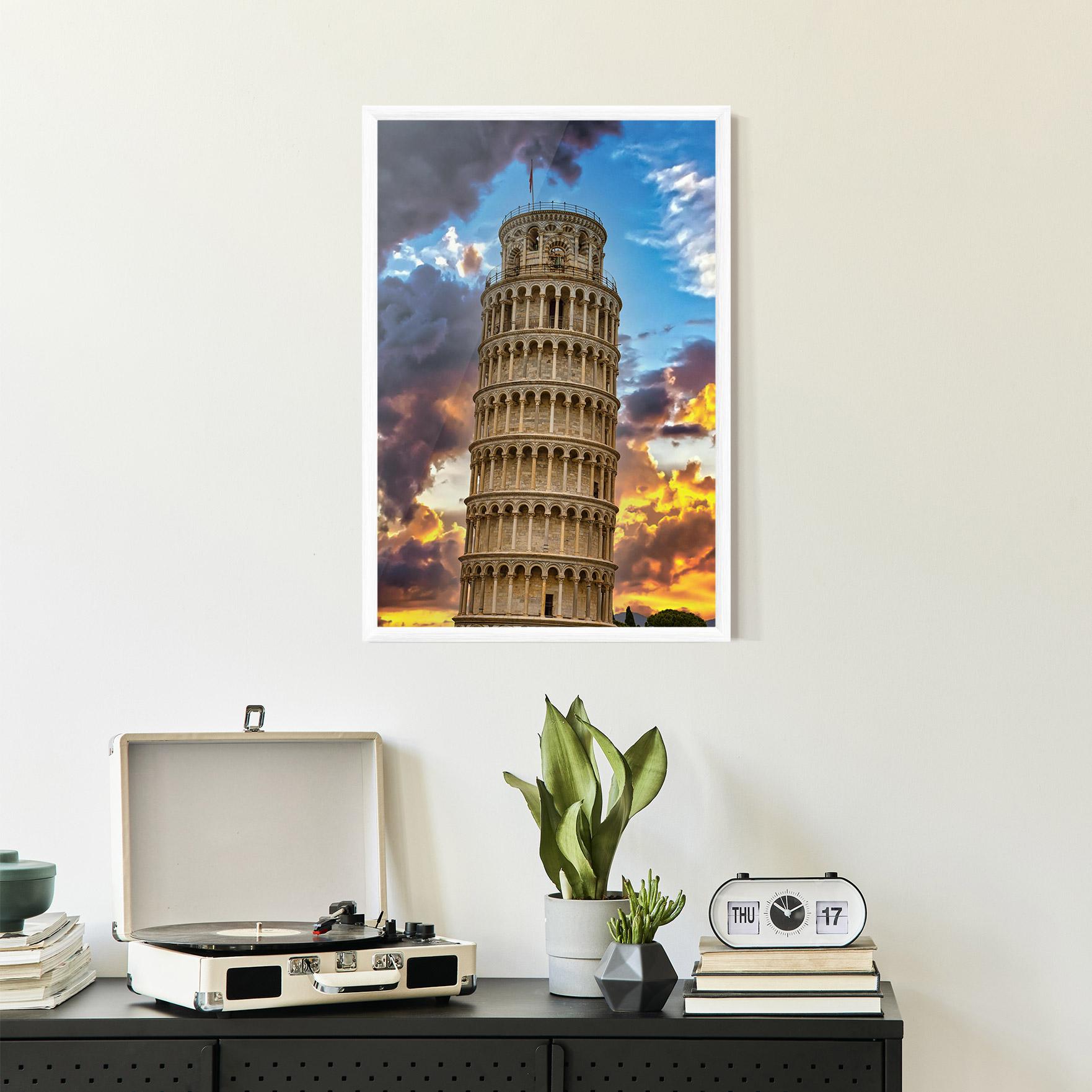 Рамкиран постер Tower Of Pisa Sunset mockup 2