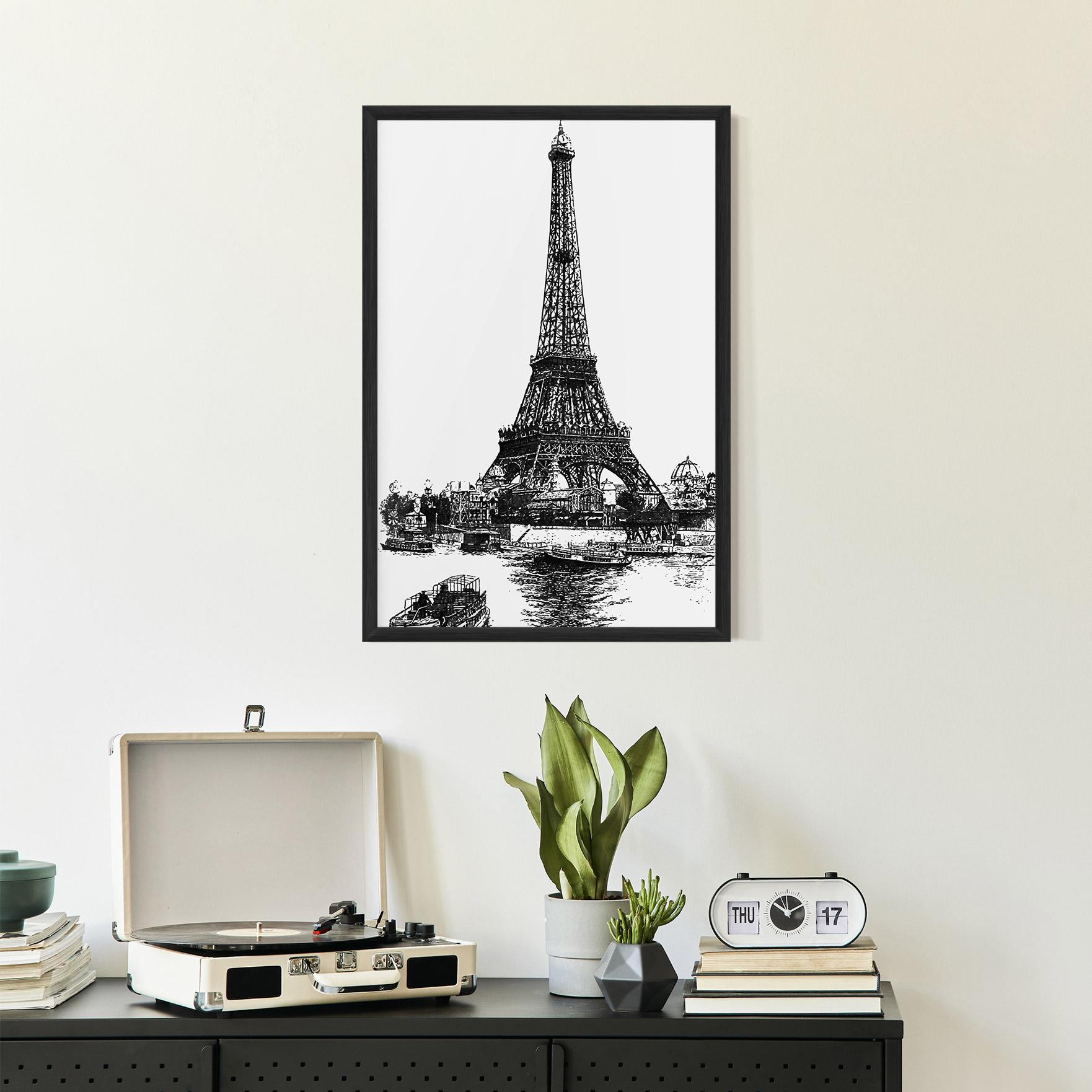 Рамкиран постер Eiffel Tower Drawing mockup 2