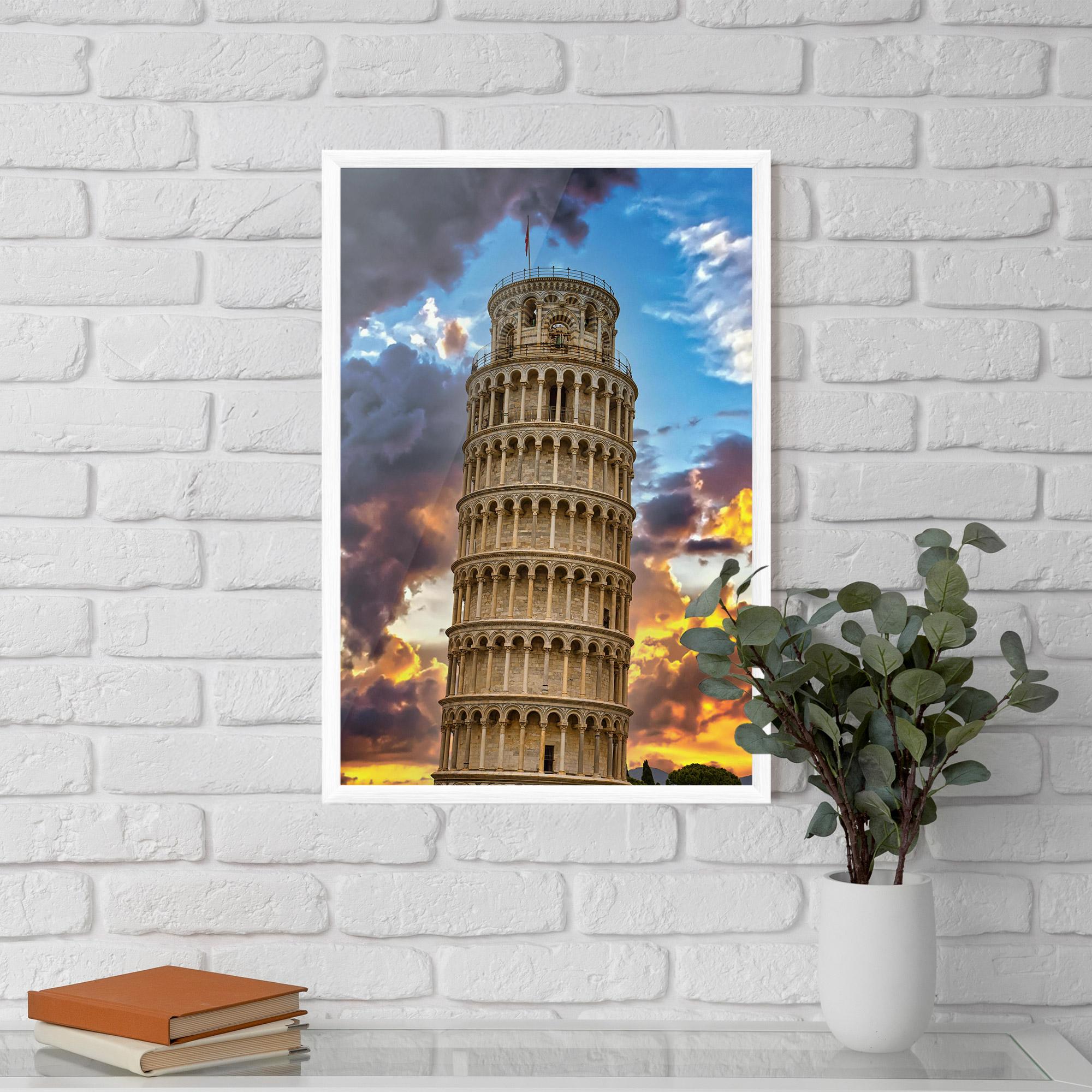 Рамкиран постер Tower Of Pisa Sunset mockup 5