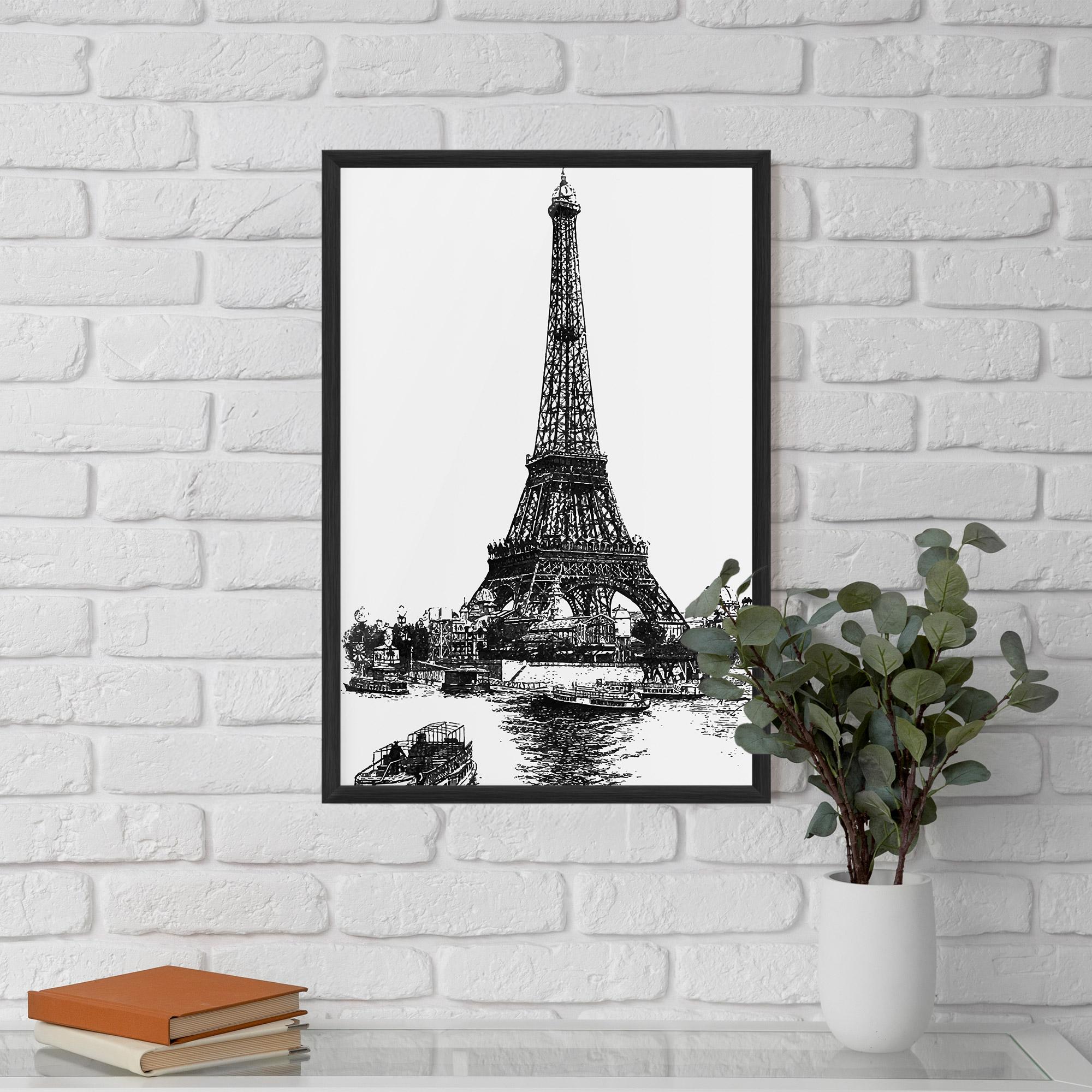 Рамкиран постер Eiffel Tower Drawing mockup 5