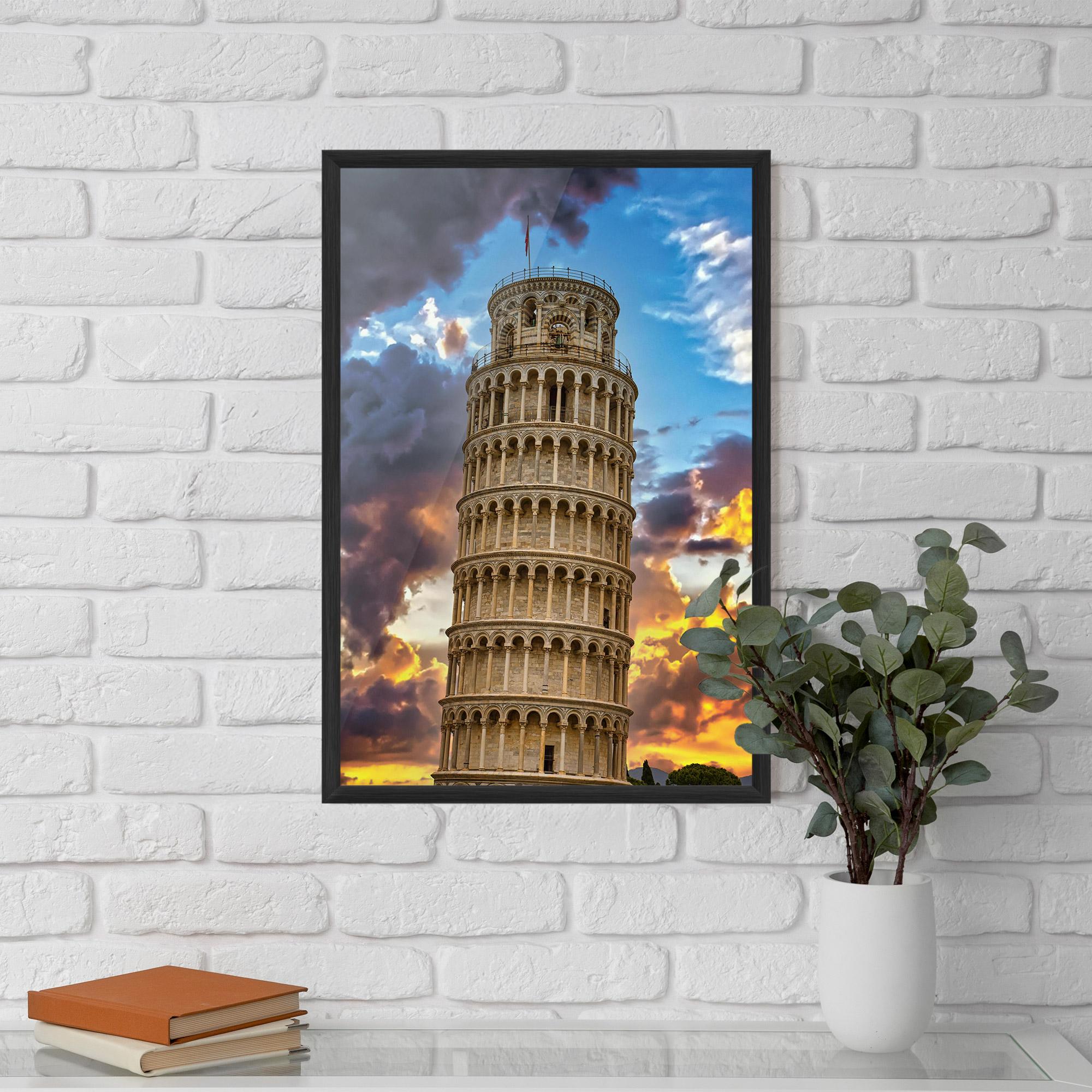 Рамкиран постер Tower Of Pisa Sunset mockup 5