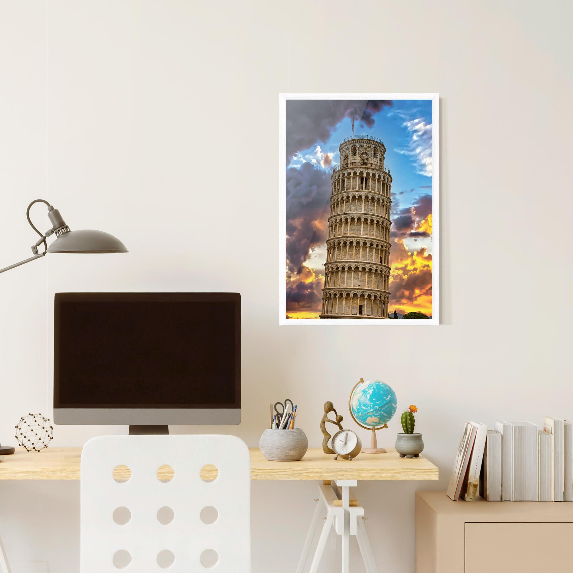 Рамкиран постер Tower Of Pisa Sunset mockup 6