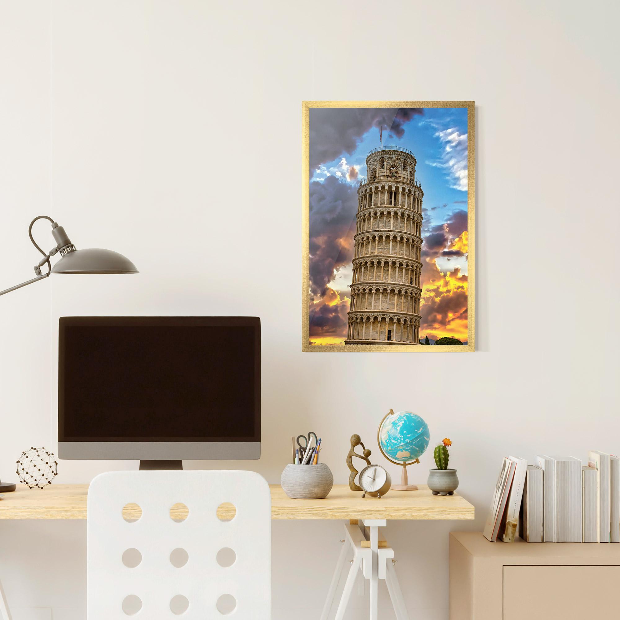 Рамкиран постер Tower Of Pisa Sunset mockup 6