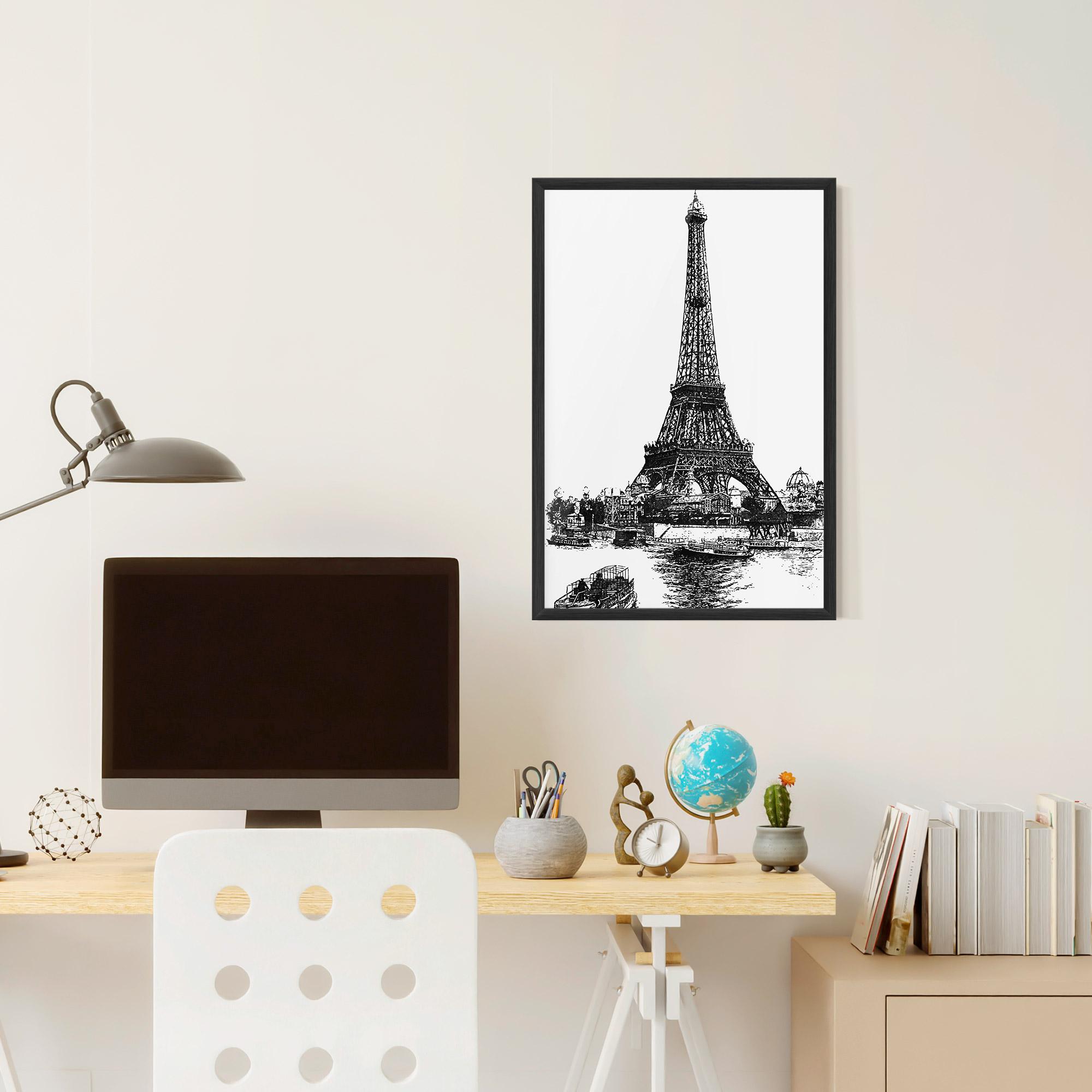 Рамкиран постер Eiffel Tower Drawing mockup 6