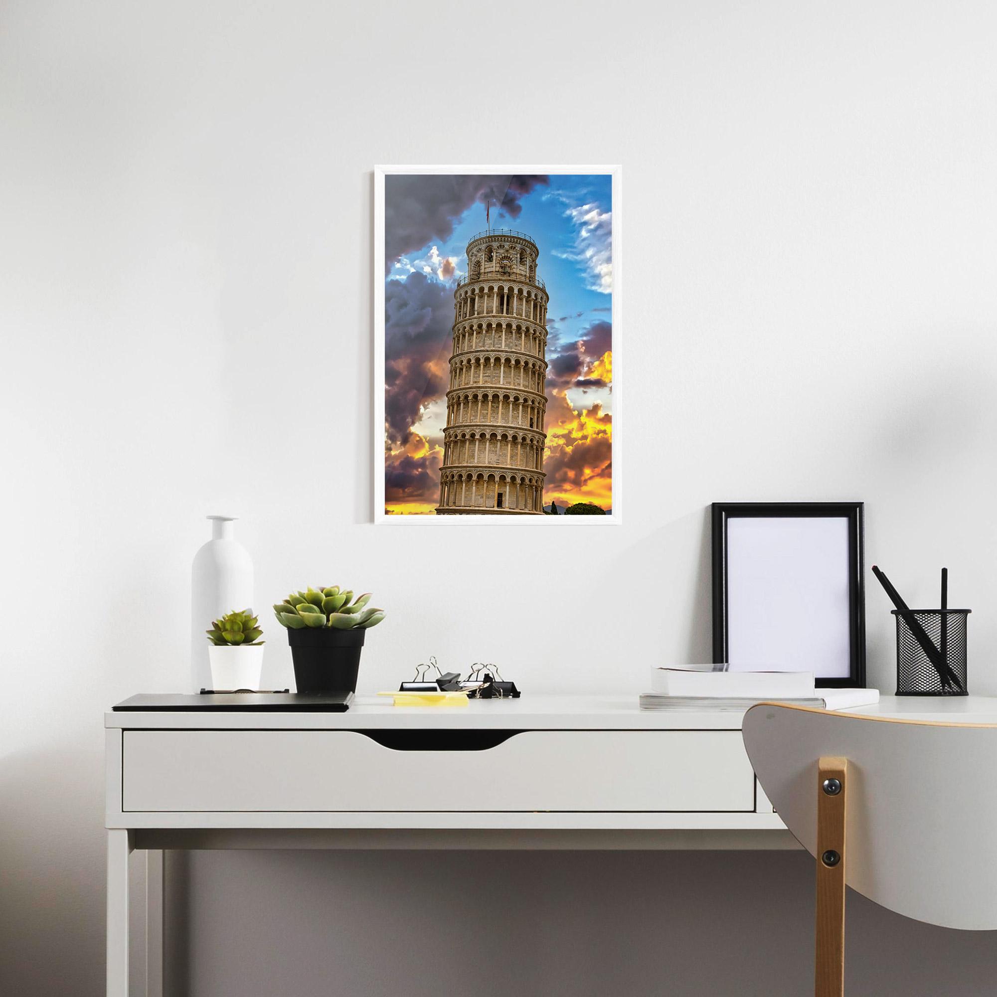Рамкиран постер Tower Of Pisa Sunset mockup 7