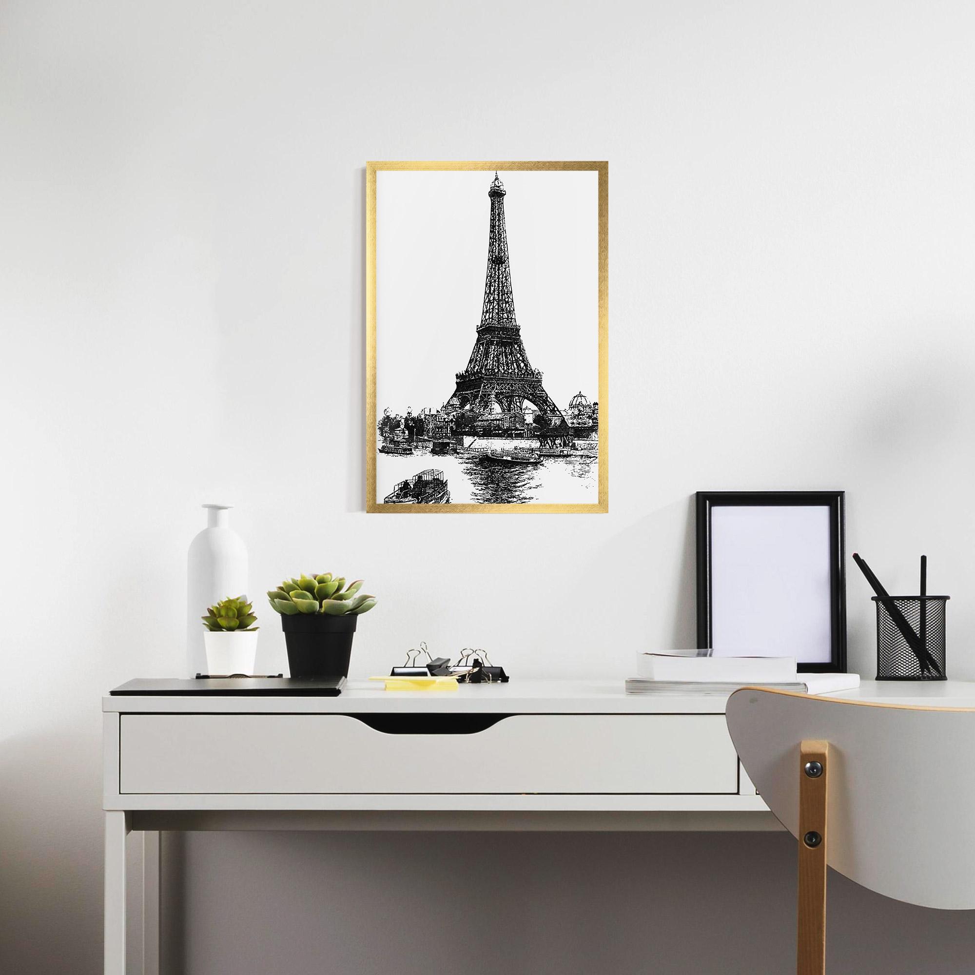 Рамкиран постер Eiffel Tower Drawing mockup 7