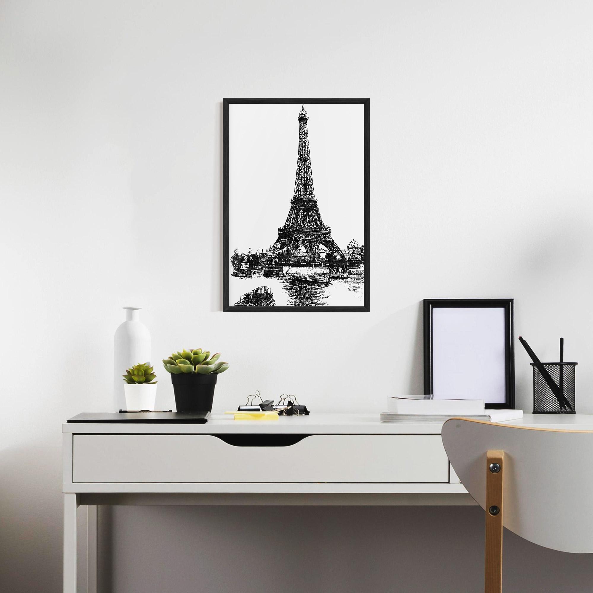 Рамкиран постер Eiffel Tower Drawing mockup 7