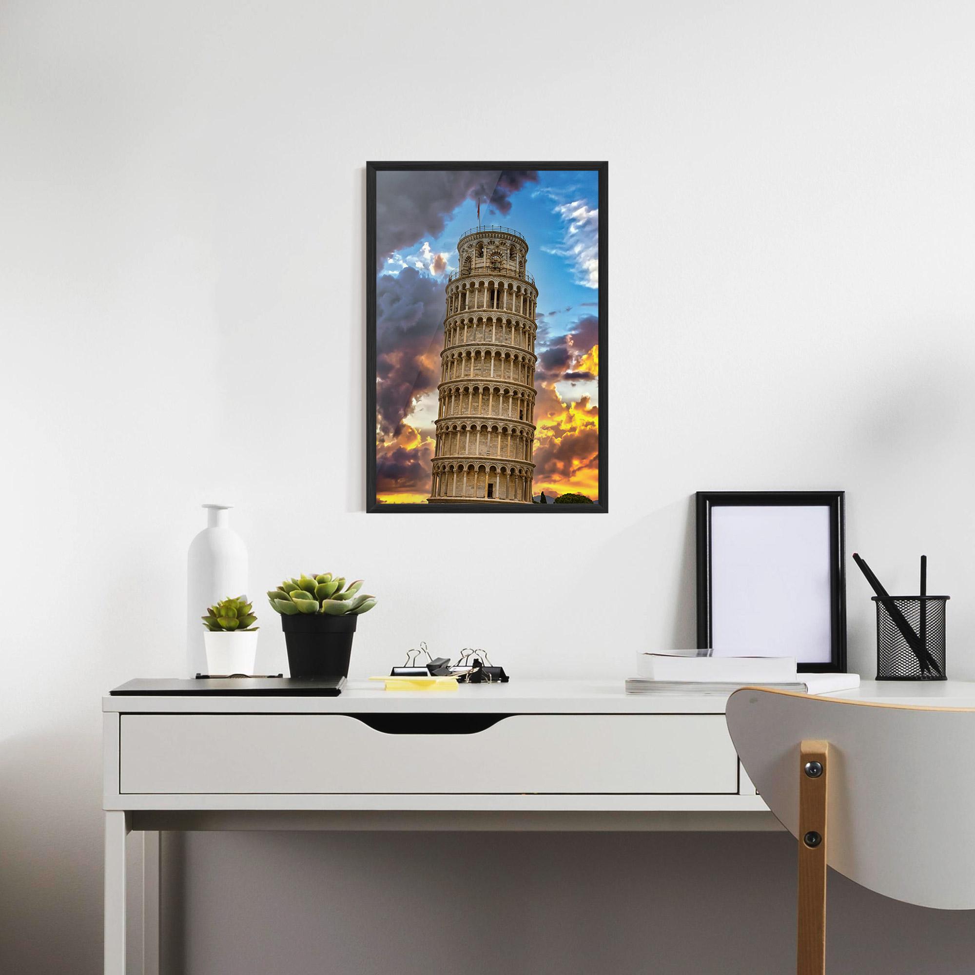 Рамкиран постер Tower Of Pisa Sunset mockup 7
