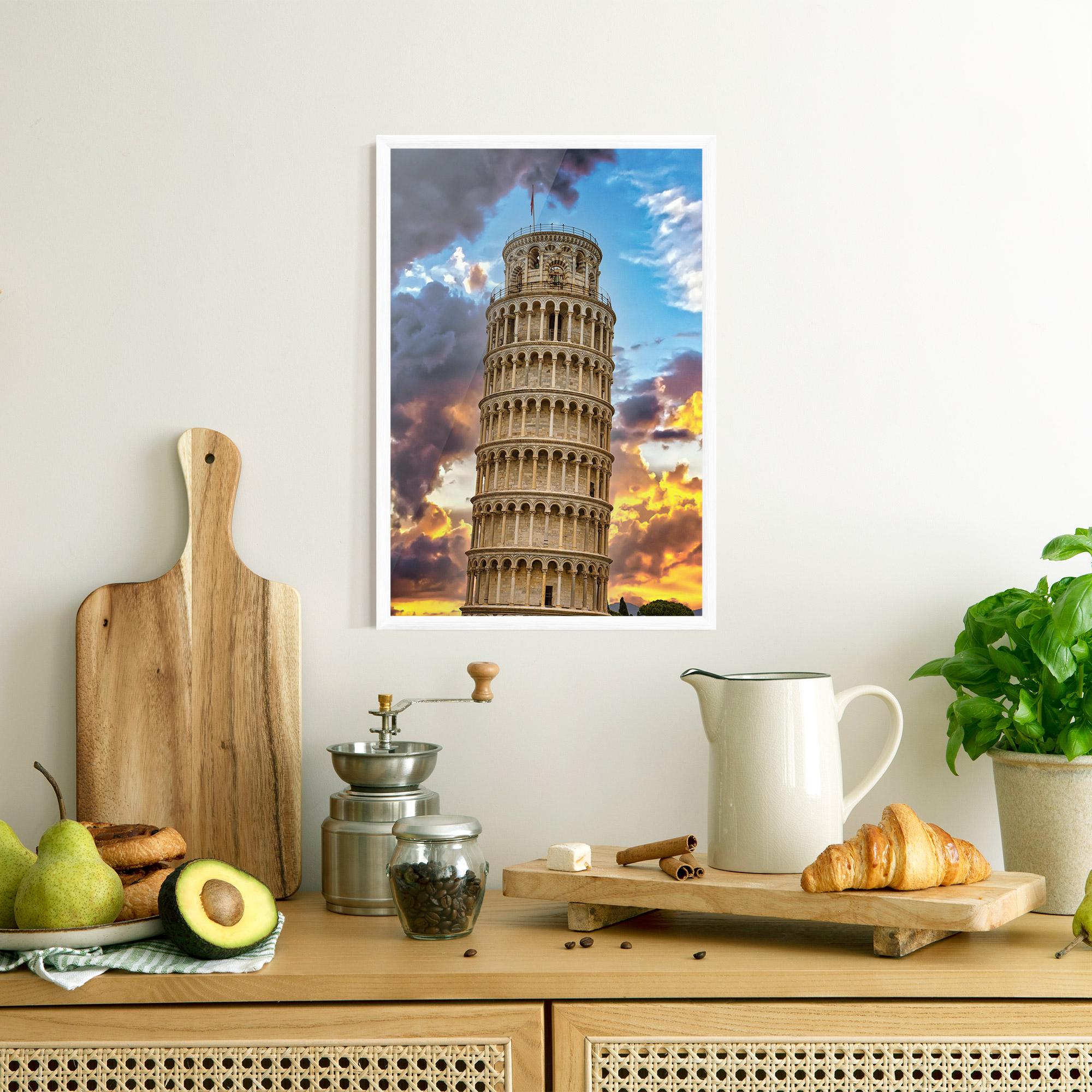 Рамкиран постер Tower Of Pisa Sunset mockup 8