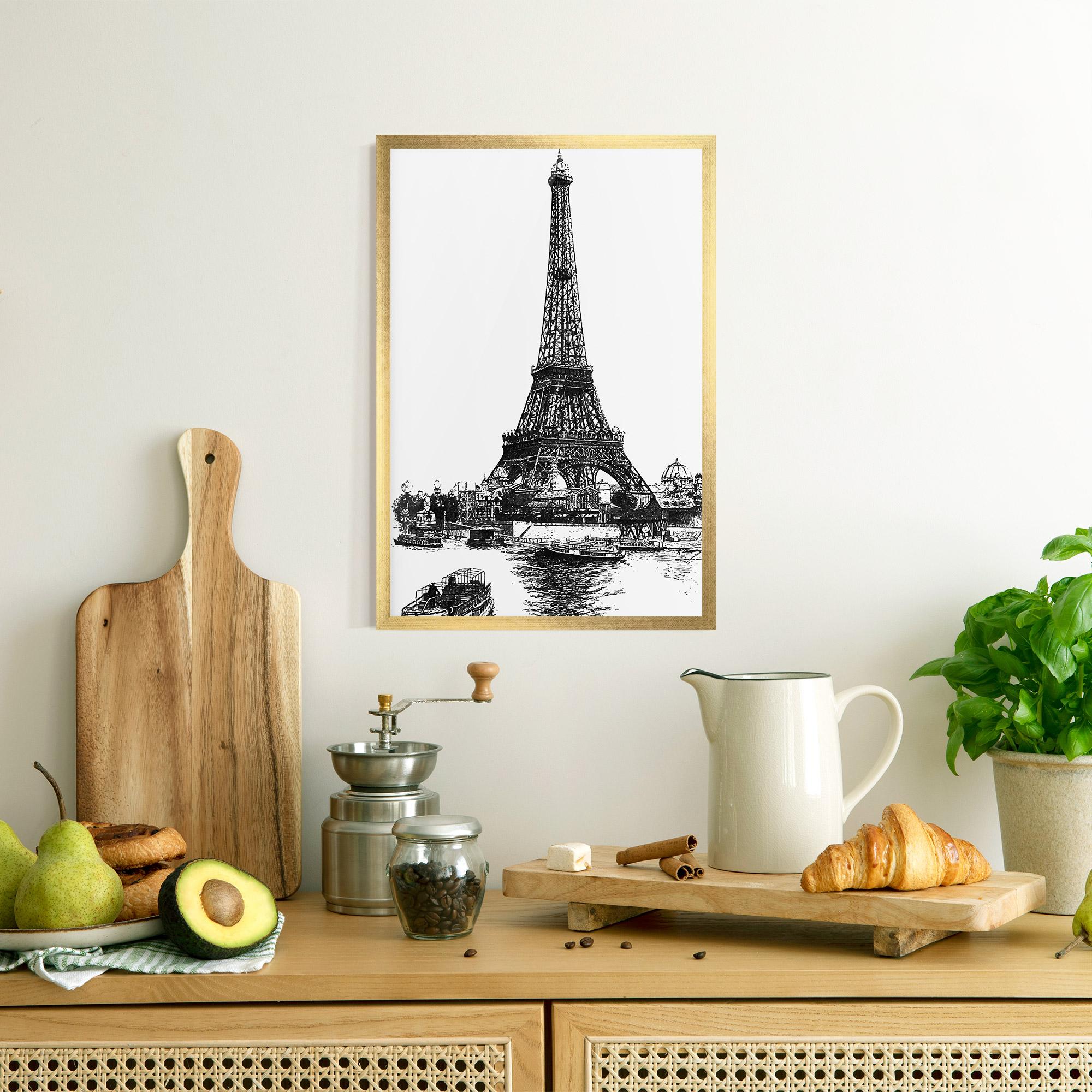 Рамкиран постер Eiffel Tower Drawing mockup 8
