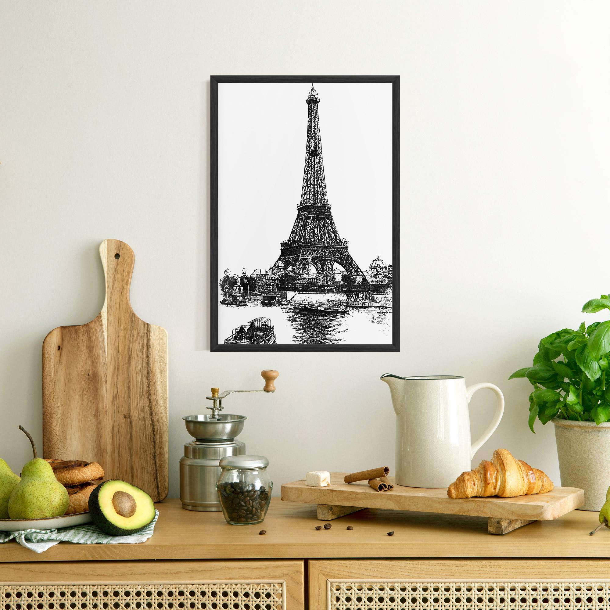 Рамкиран постер Eiffel Tower Drawing mockup 8