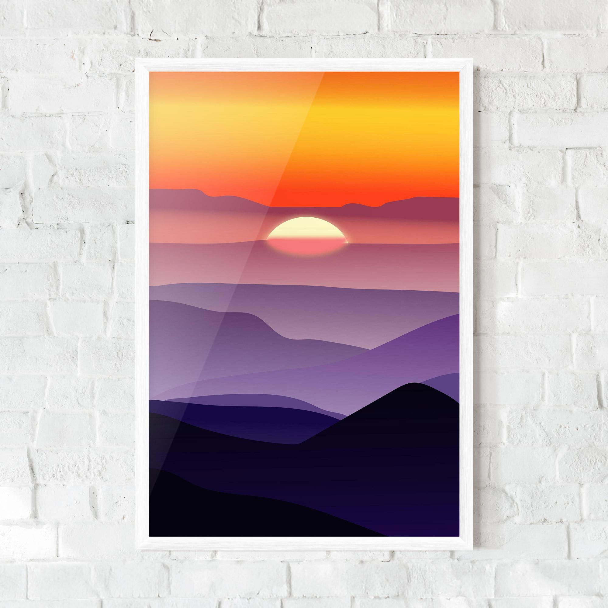 Рамкиран постер Sunset Purple mockup 0