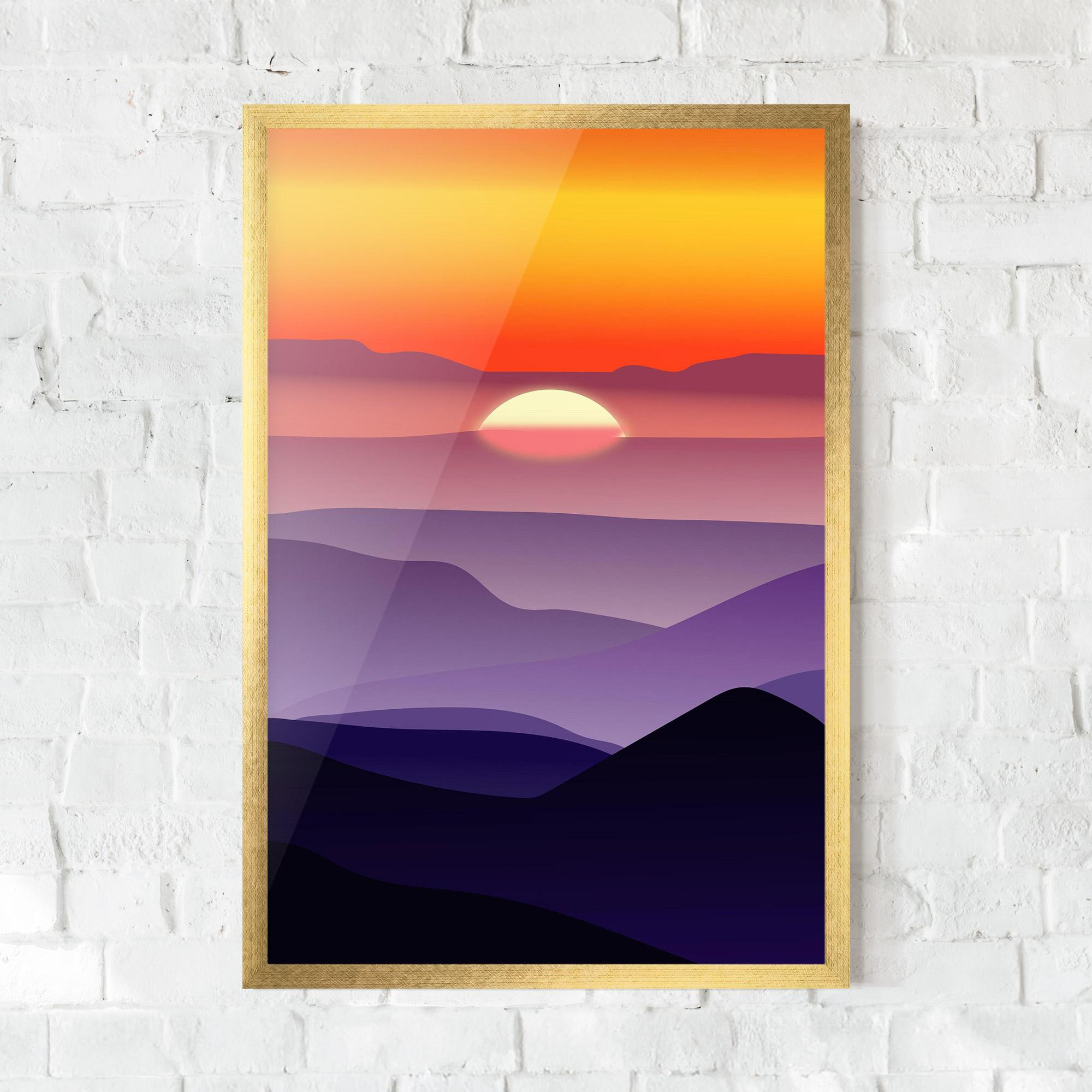 Рамкиран постер Sunset Purple mockup 0