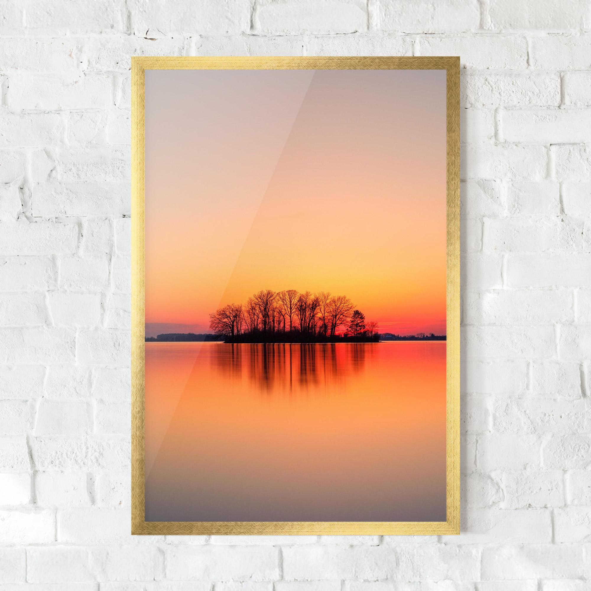 Рамкиран постер Tree Sunset Lake mockup 0