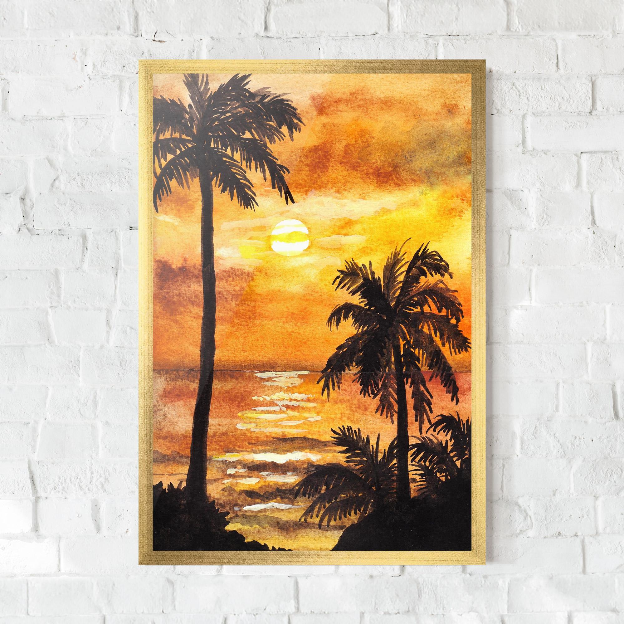 Рамкиран постер Watercolor Painting Sunrise mockup 0