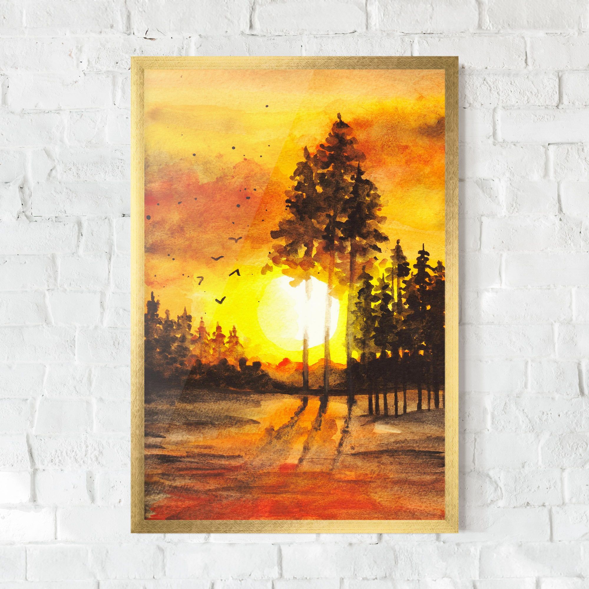 Watercolor Sunset Painting mockup 0