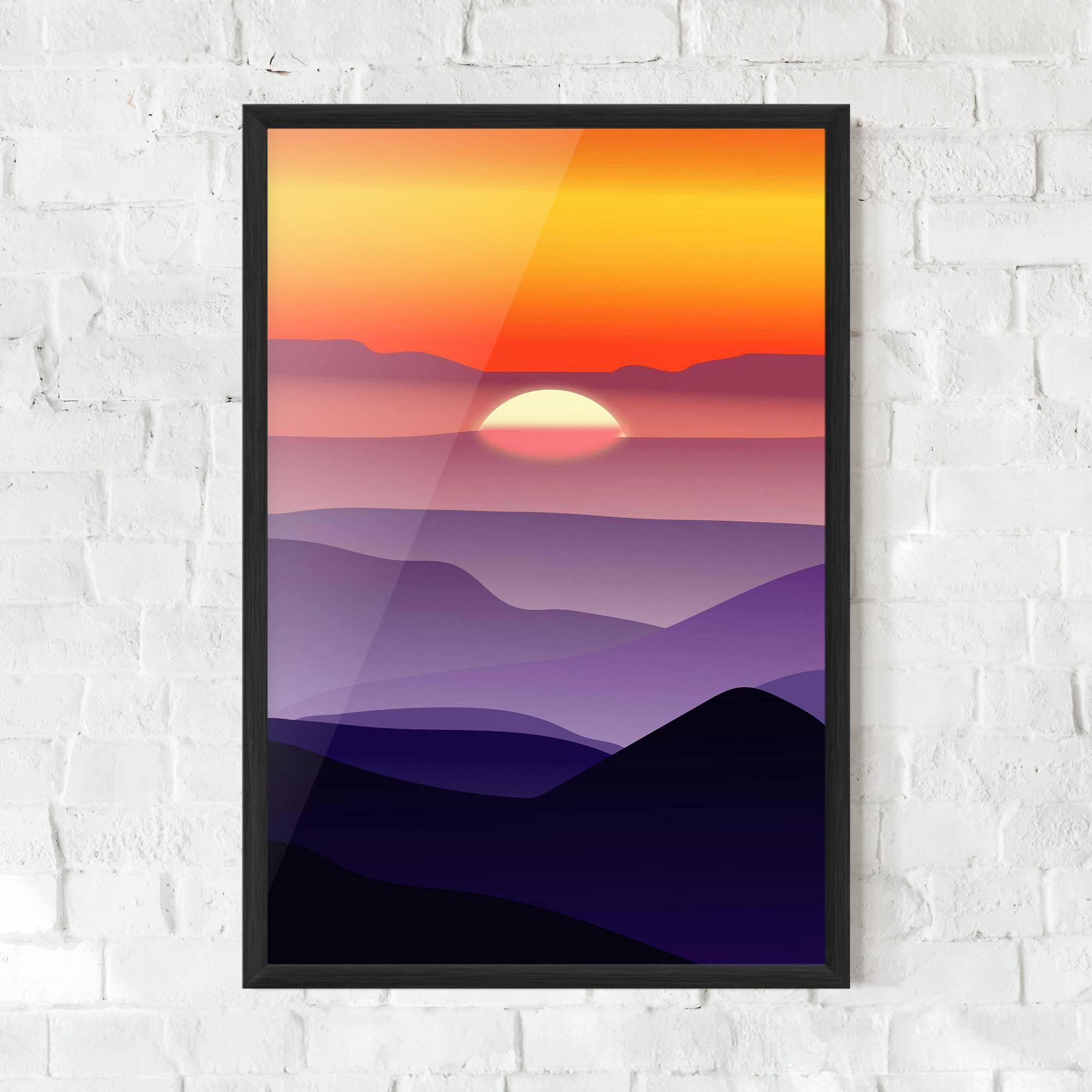 Рамкиран постер Sunset Purple mockup 0