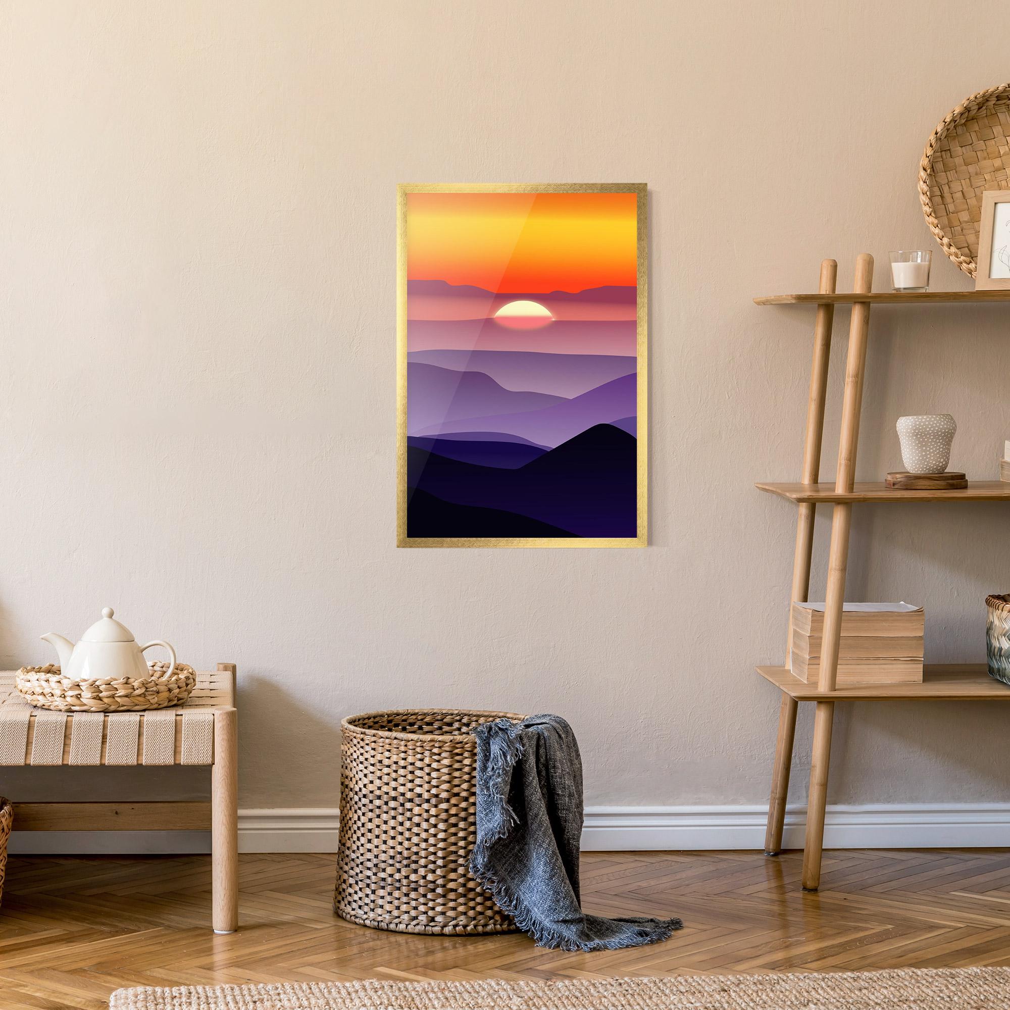 Рамкиран постер Sunset Purple mockup 9