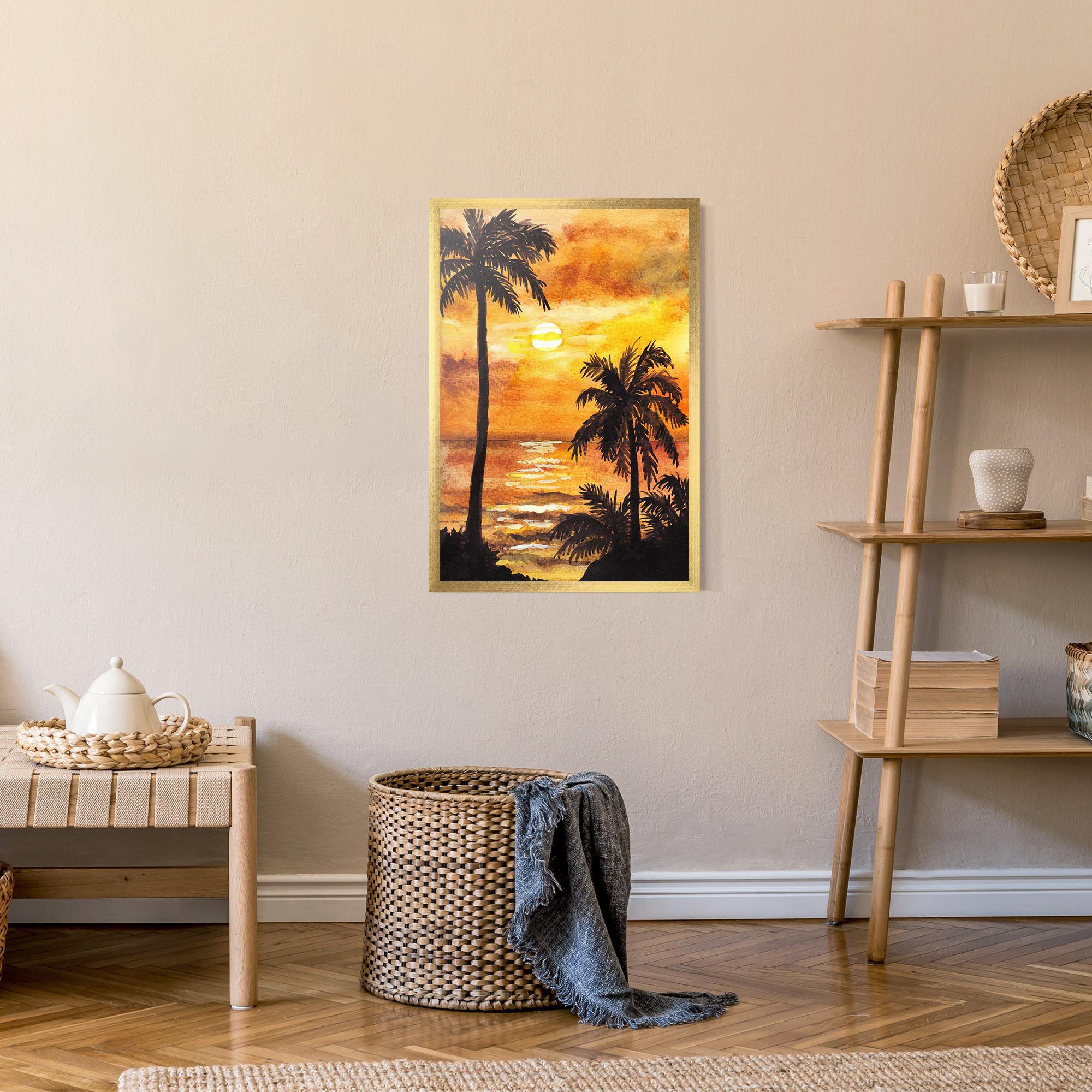 Рамкиран постер Watercolor Painting Sunrise mockup 9