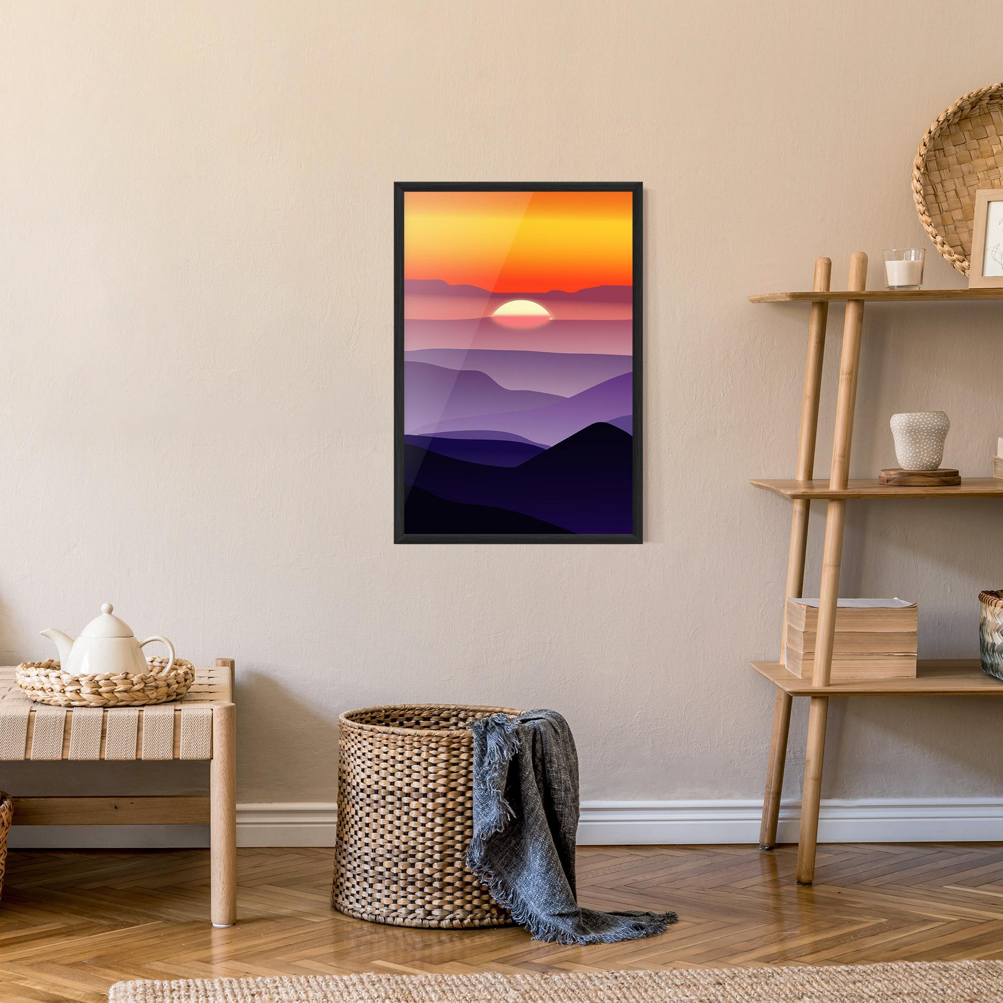 Рамкиран постер Sunset Purple mockup 9