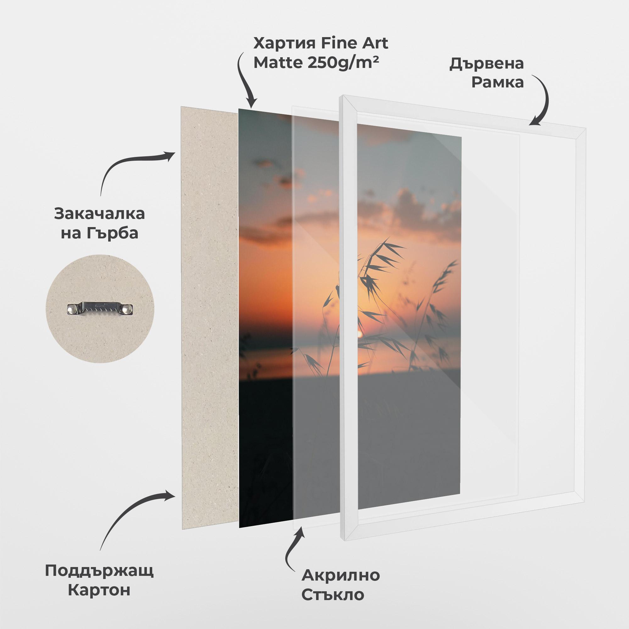 Рамкиран постер Small Leaves Sunset mockup 1