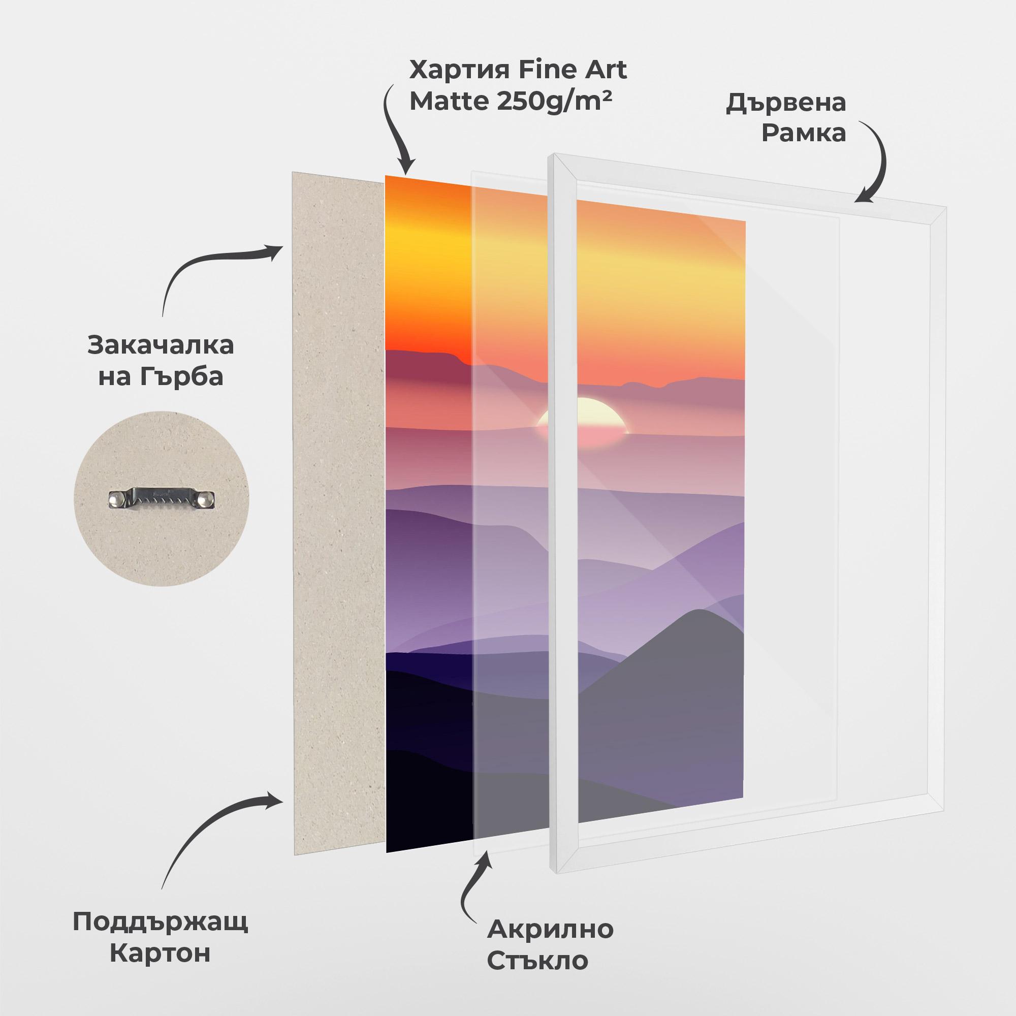 Рамкиран постер Sunset Purple mockup 1