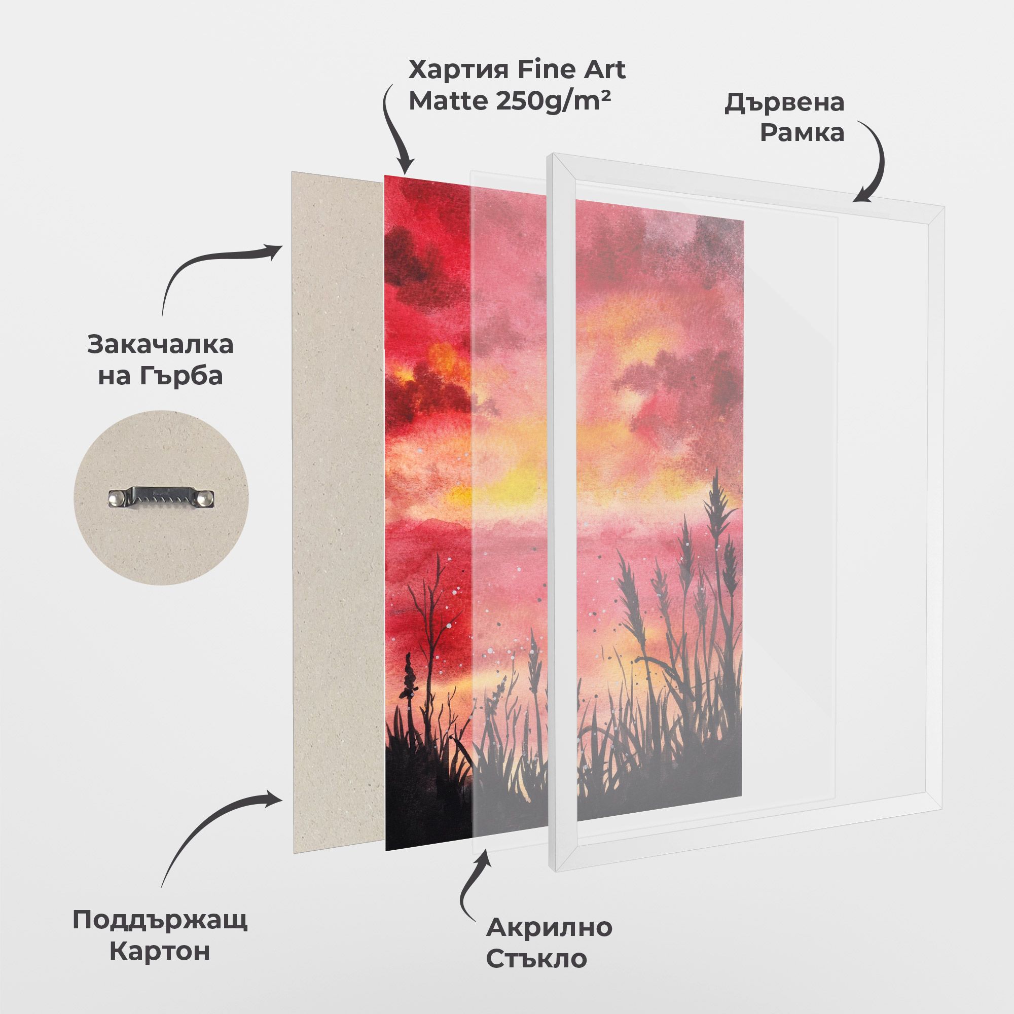 Watercolor Pink Sunset Painting mockup 1