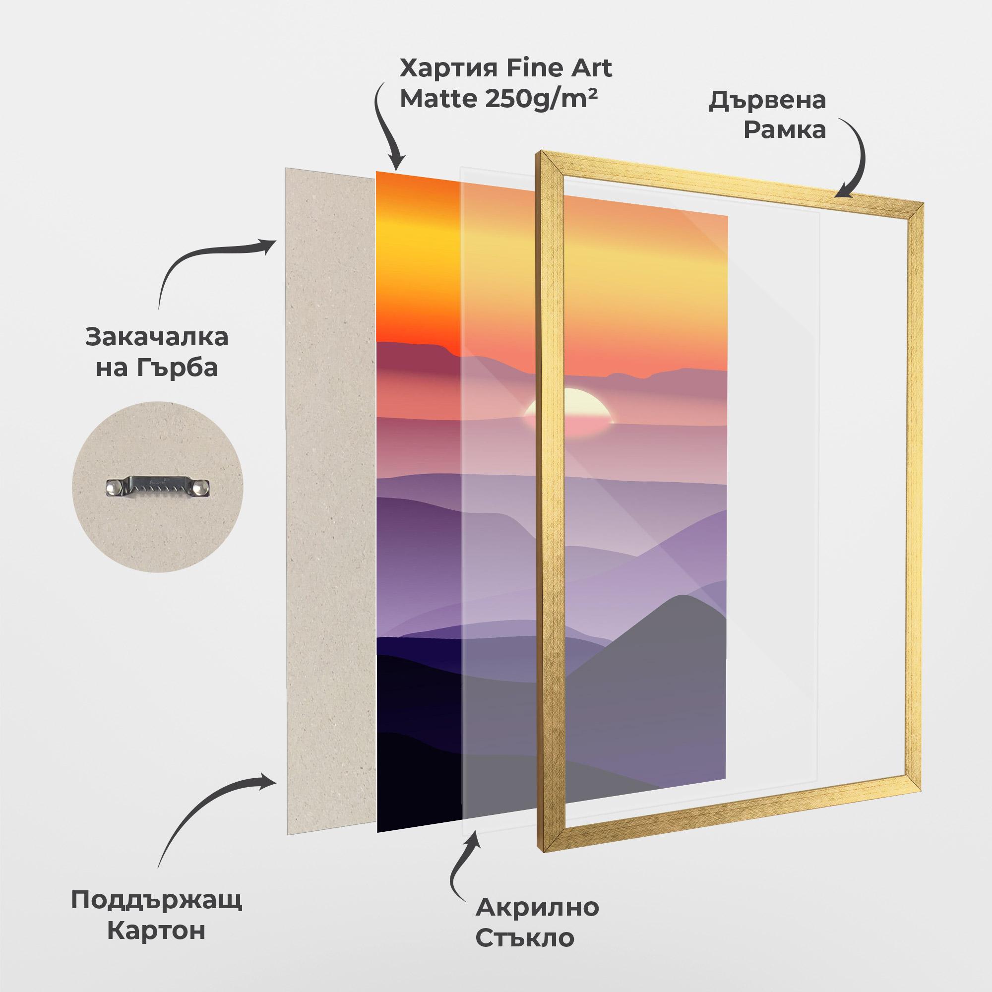 Рамкиран постер Sunset Purple mockup 1