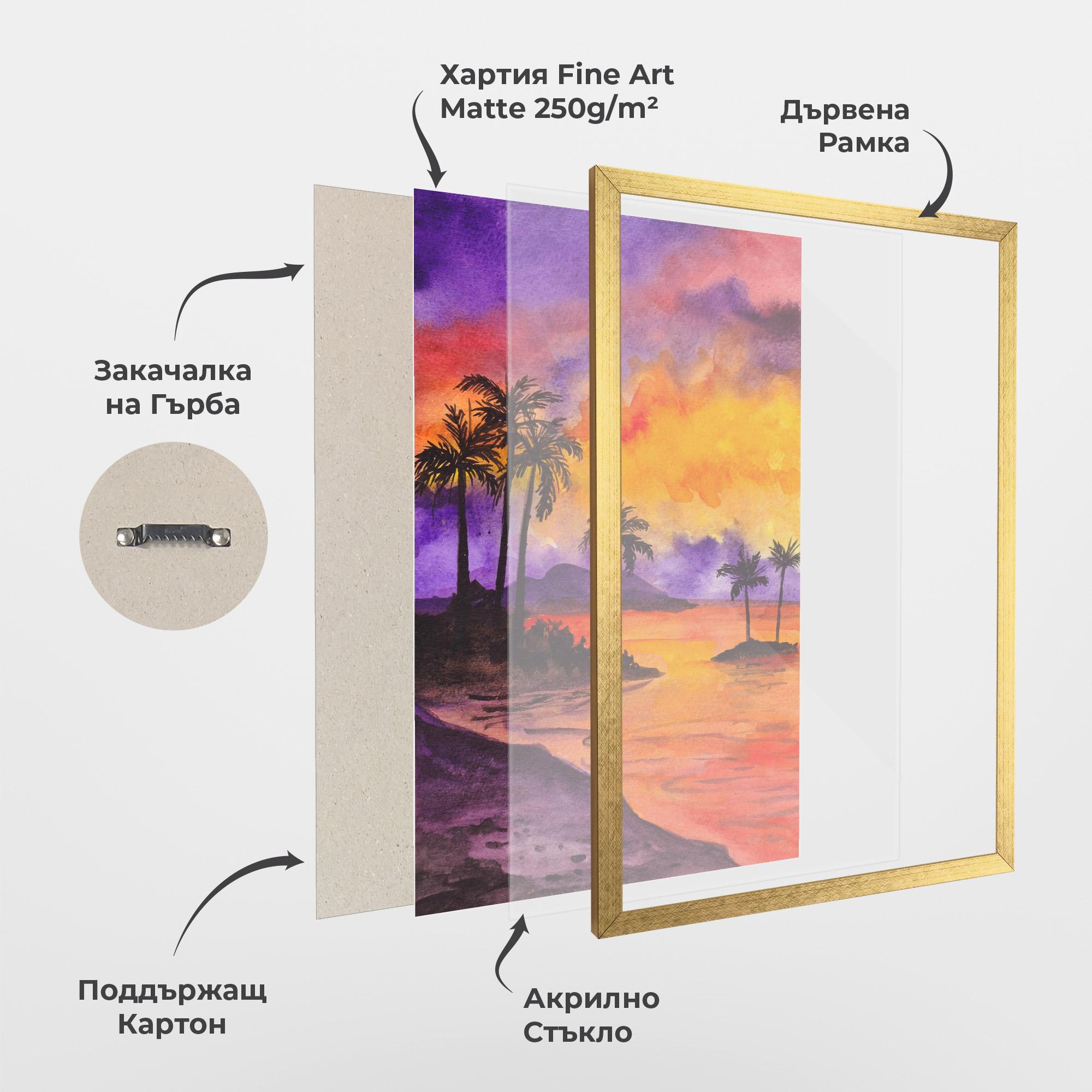 Рамкиран постер Sunset Watercolor Painting mockup 1