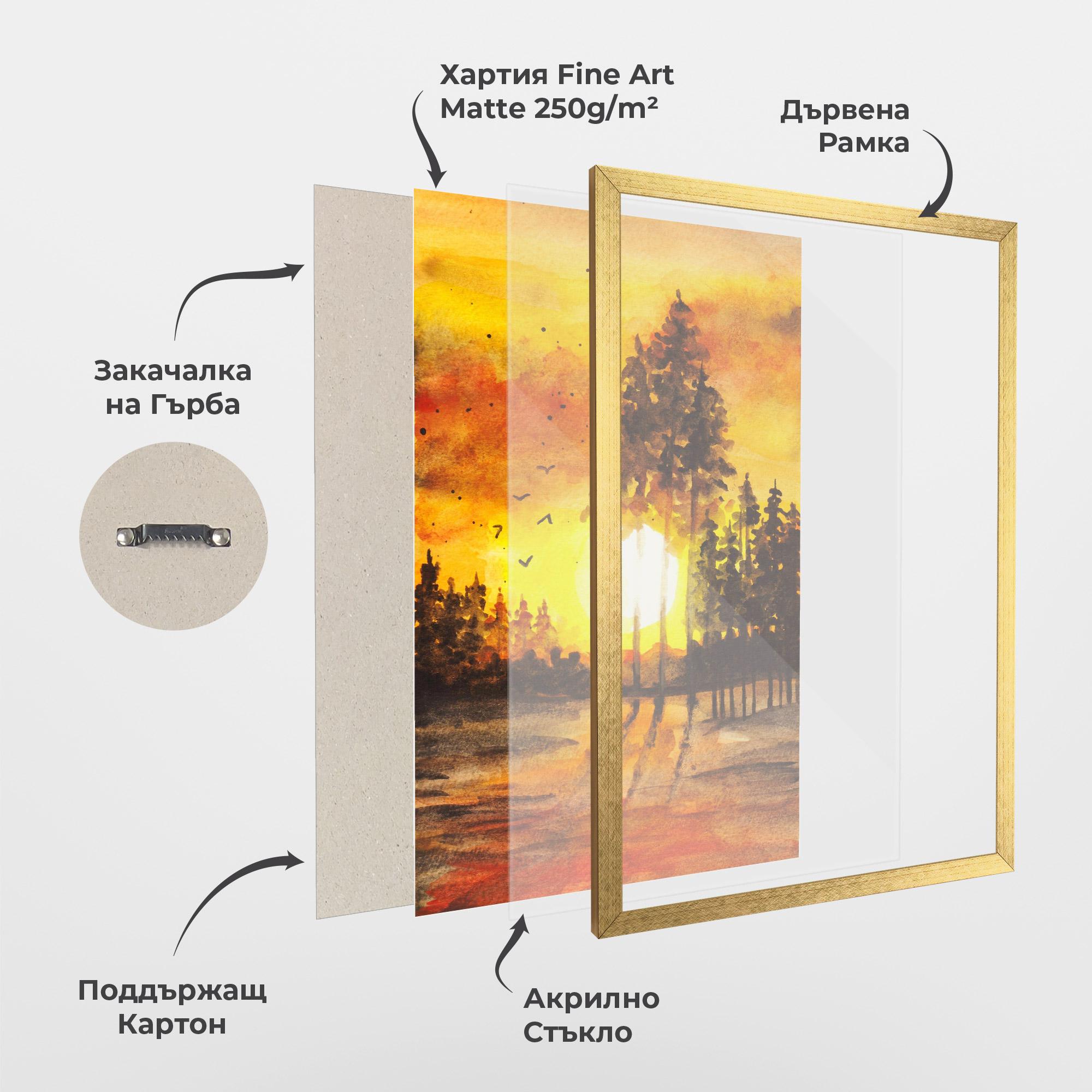 Рамкиран постер Watercolor Sunset Painting mockup 1