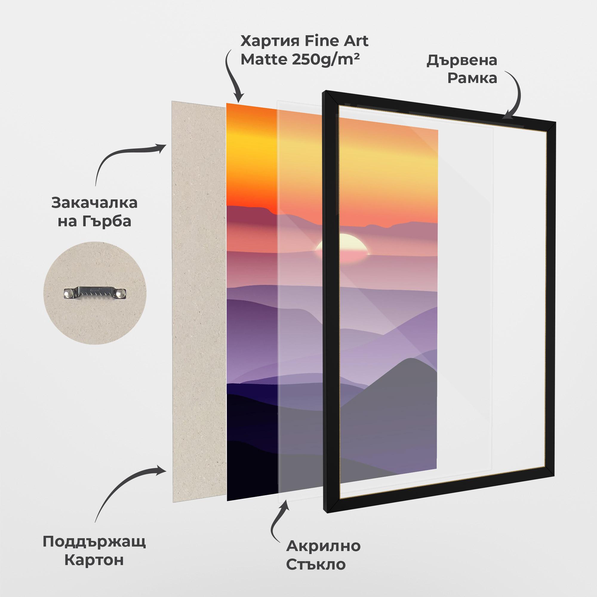 Рамкиран постер Sunset Purple mockup 1