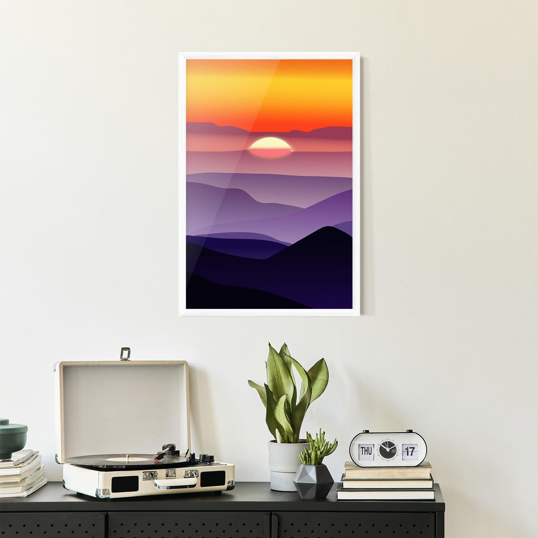 Рамкиран постер Sunset Purple mockup 2