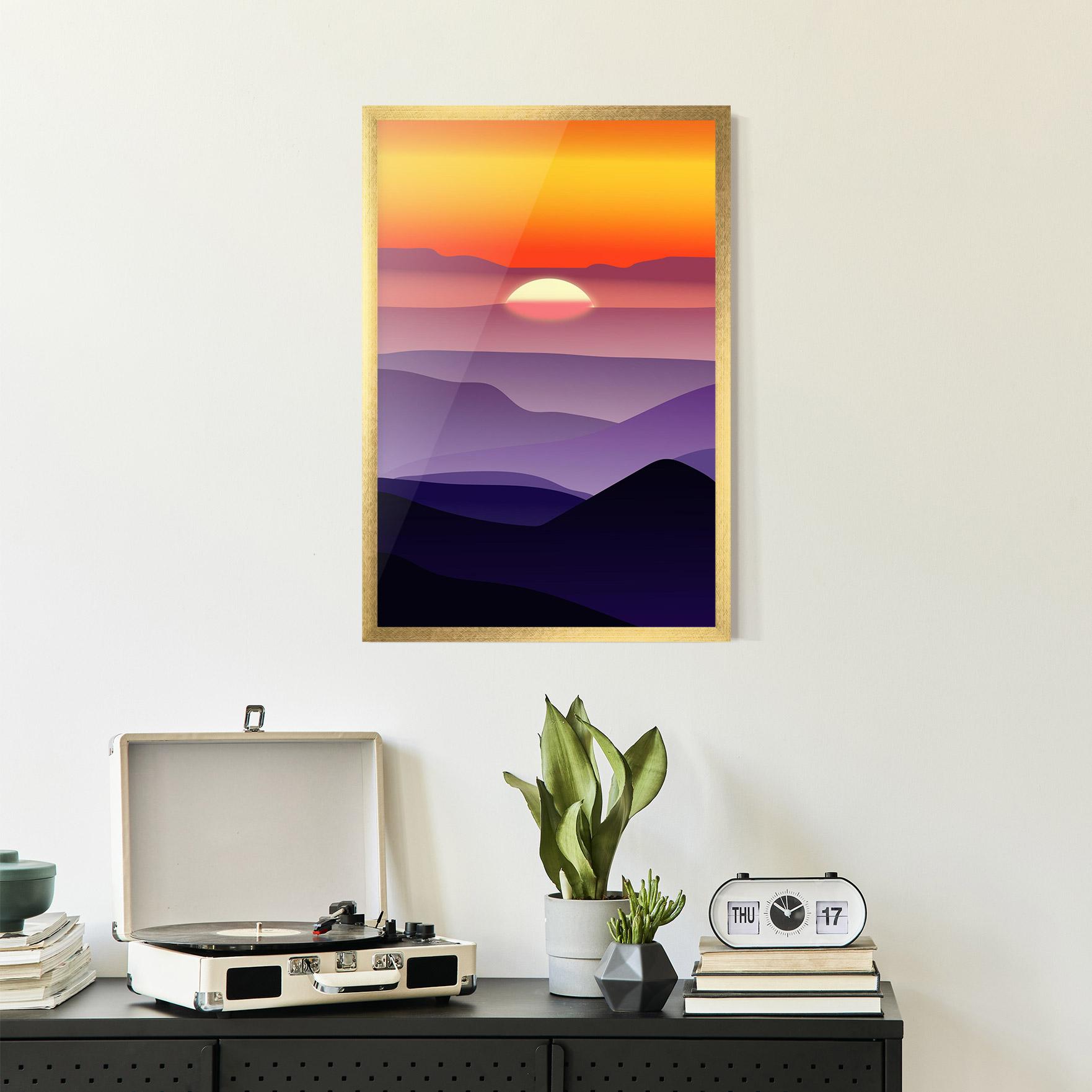 Рамкиран постер Sunset Purple mockup 2